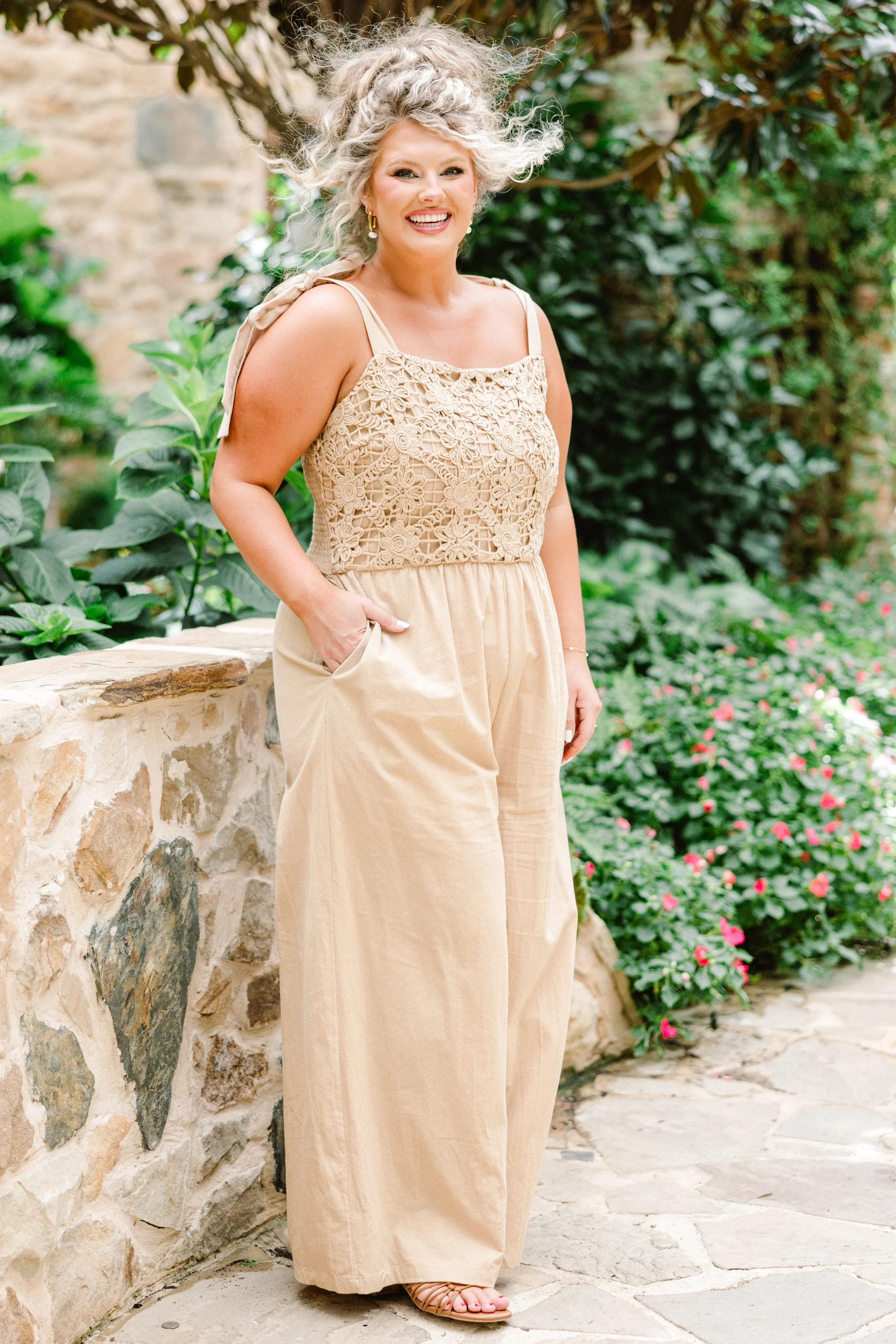 Let's Dance Tonight Jumpsuit, Latte - Giverhouse