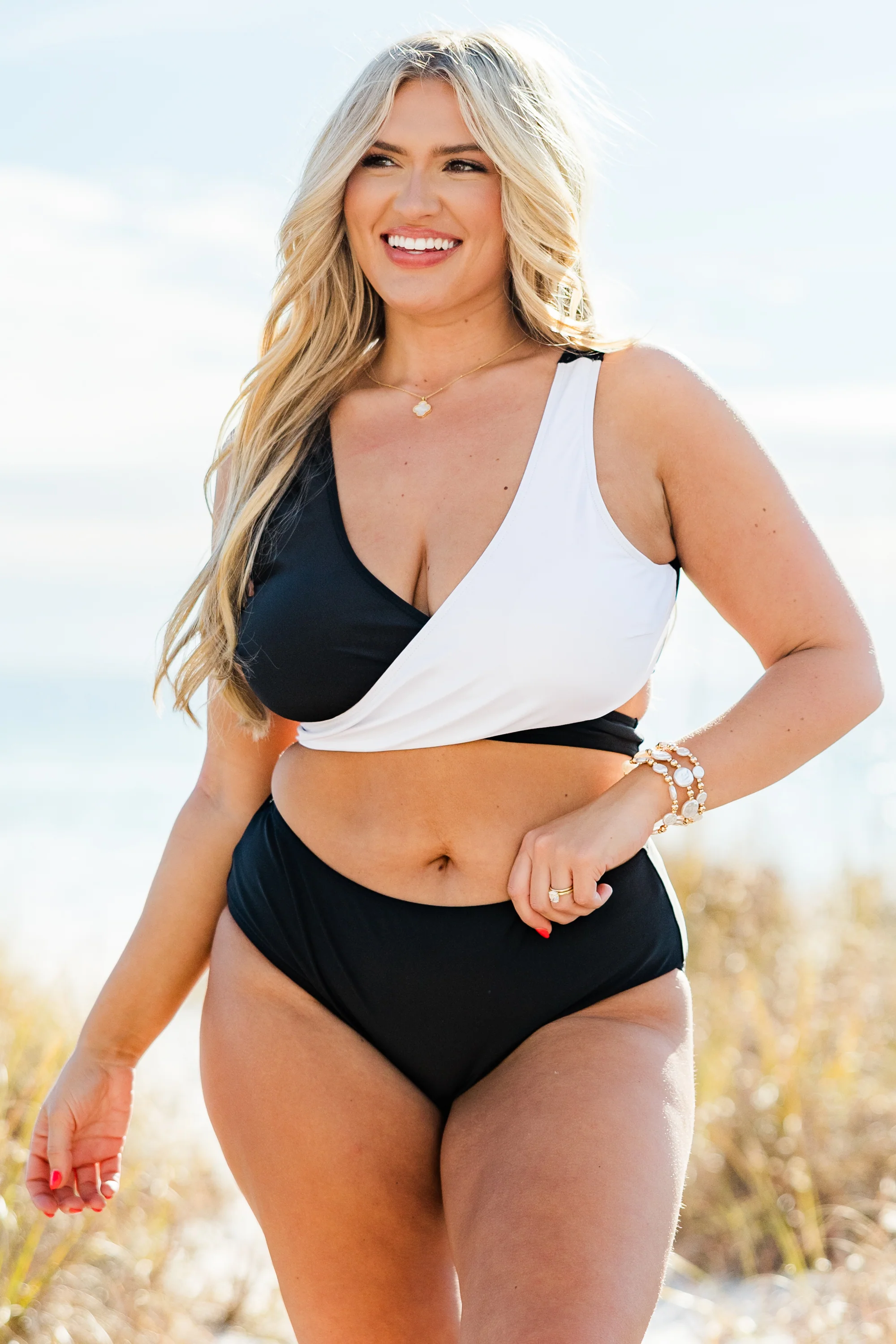 Catch Flights Swim Top, Black/White - Giverhouse