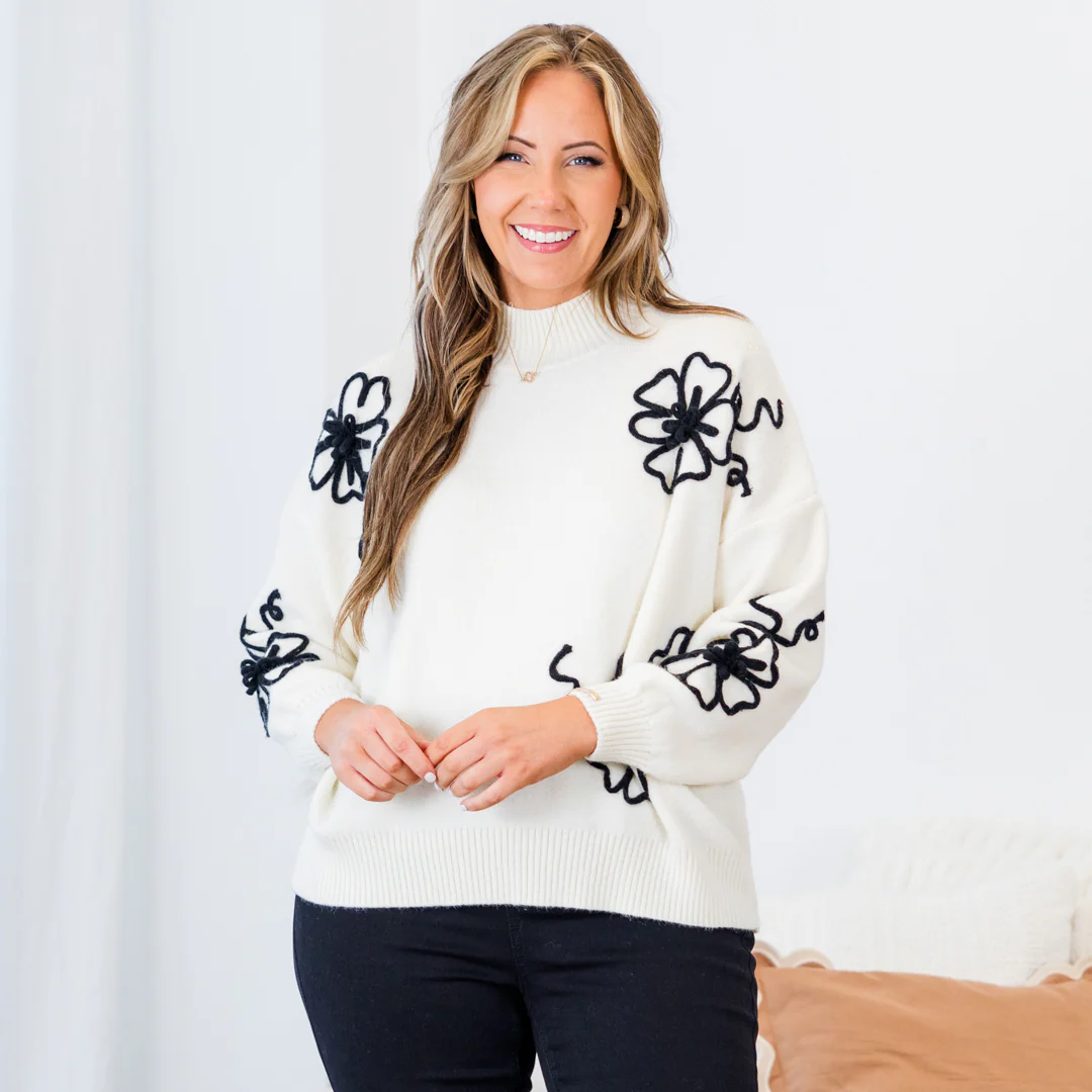 Flowering After Frost Sweater, Cream - Giverhouse