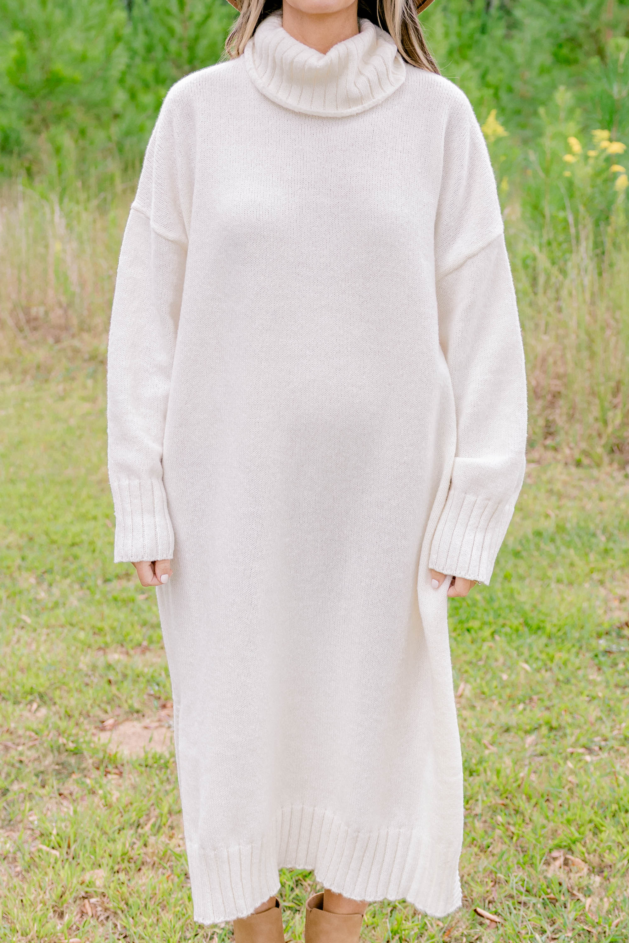 On The Mark Sweater Dress, Cream - Giverhouse