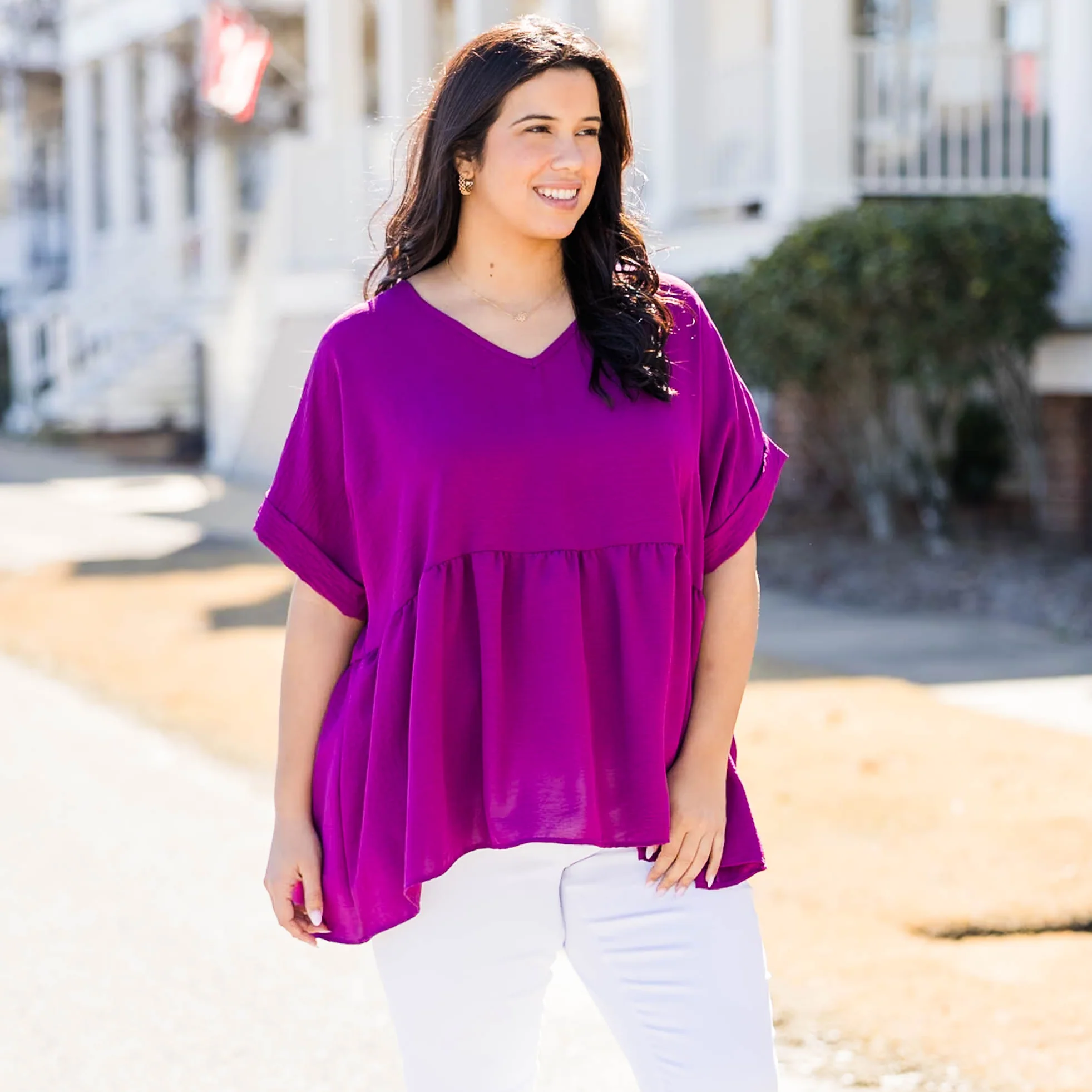 Wide Eyed Gaze Top, Eggplant - Giverhouse