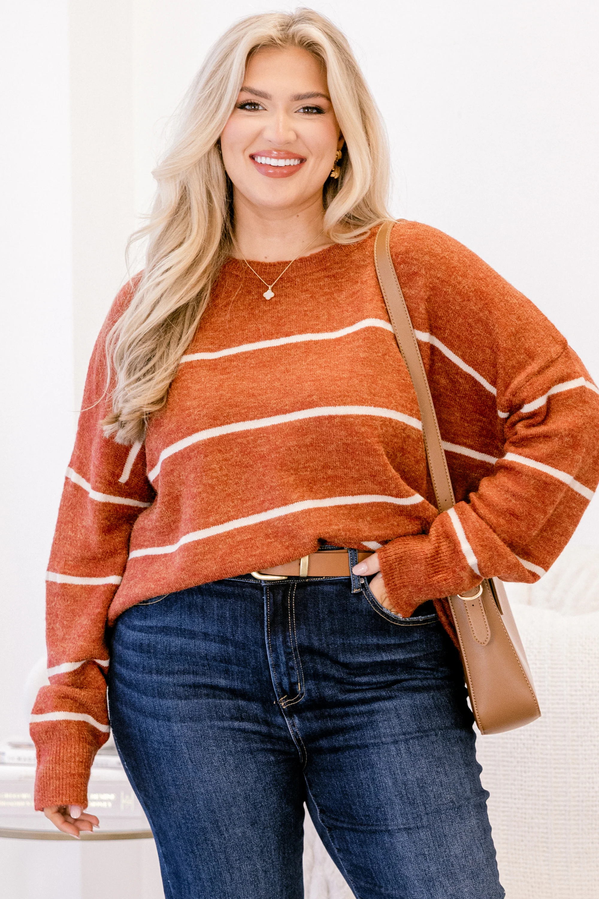 Slumber Party Sweater, Rust-Cream - Giverhouse