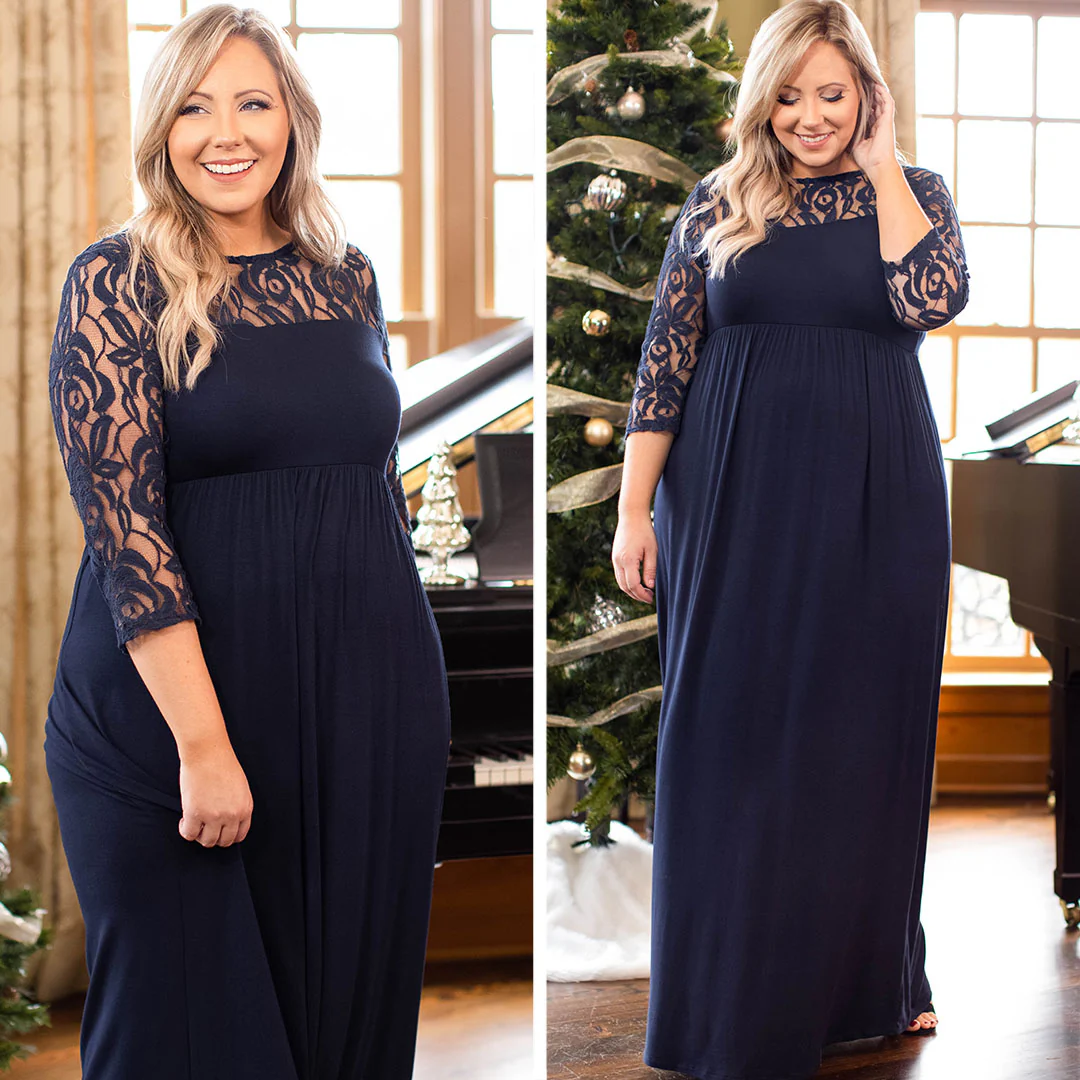 Looking Elegant Maxi Dress, Navy - Giverhouse
