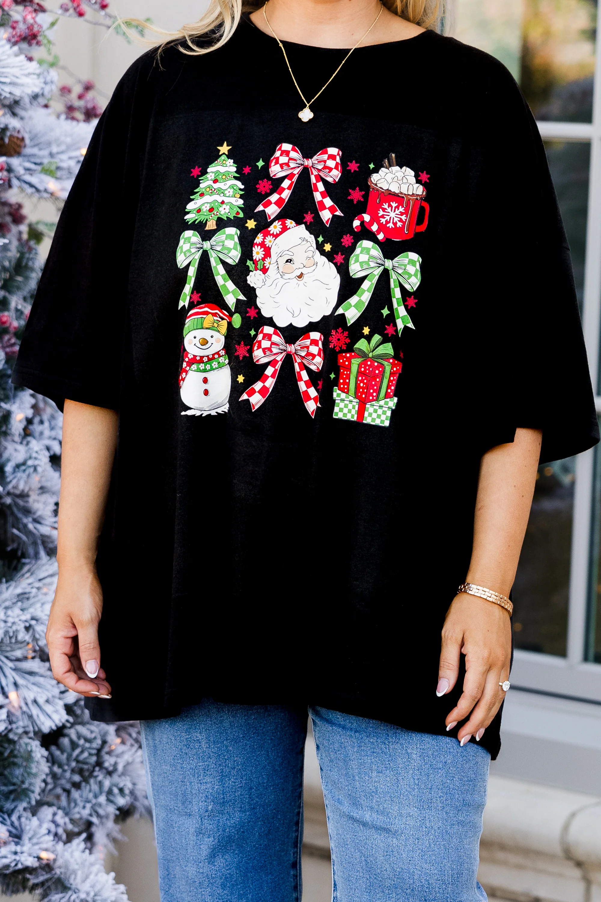 Classic Christmas Boyfriend Tee, Black - Giverhouse