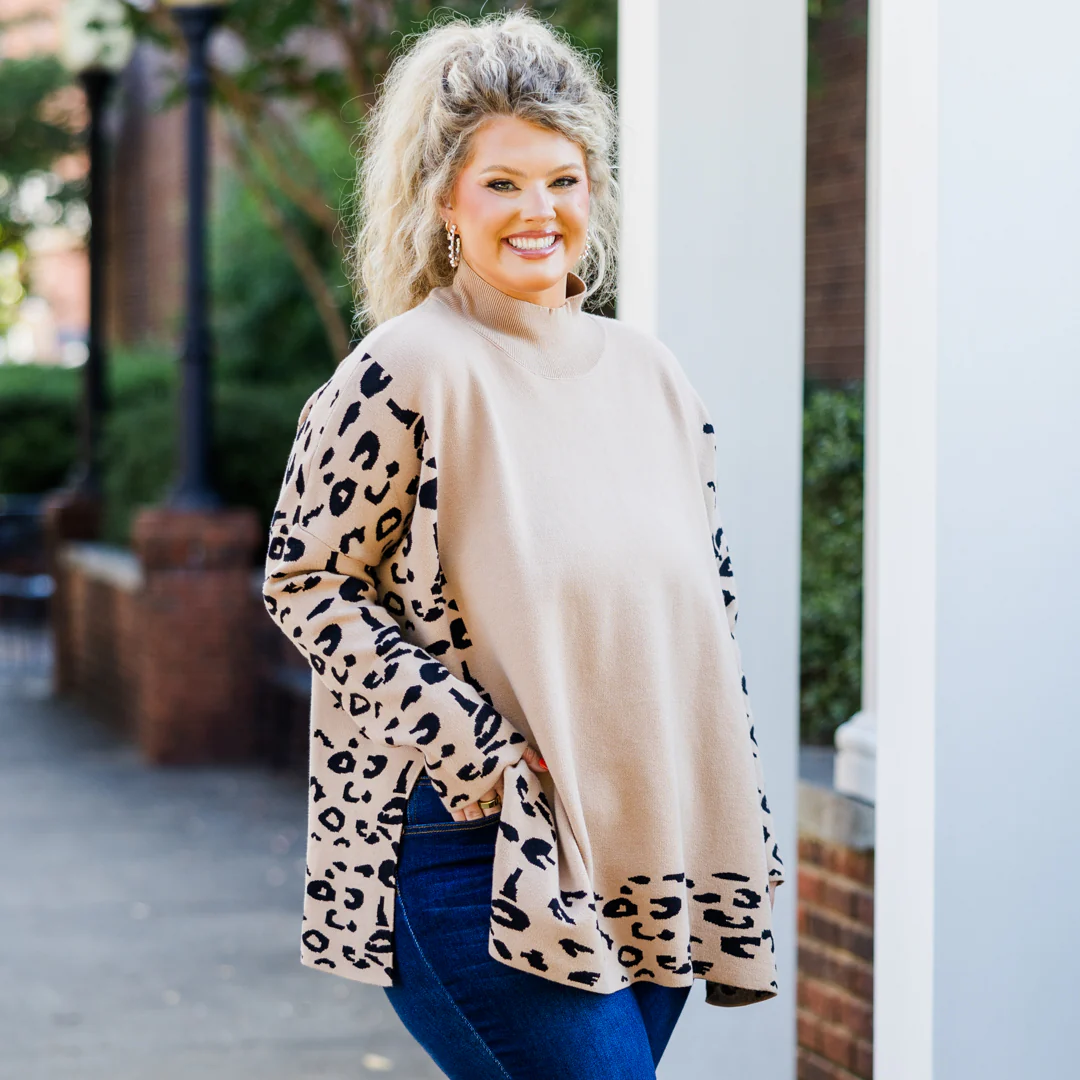 Time To Walk Away Sweater Tunic, Taupe - Giverhouse