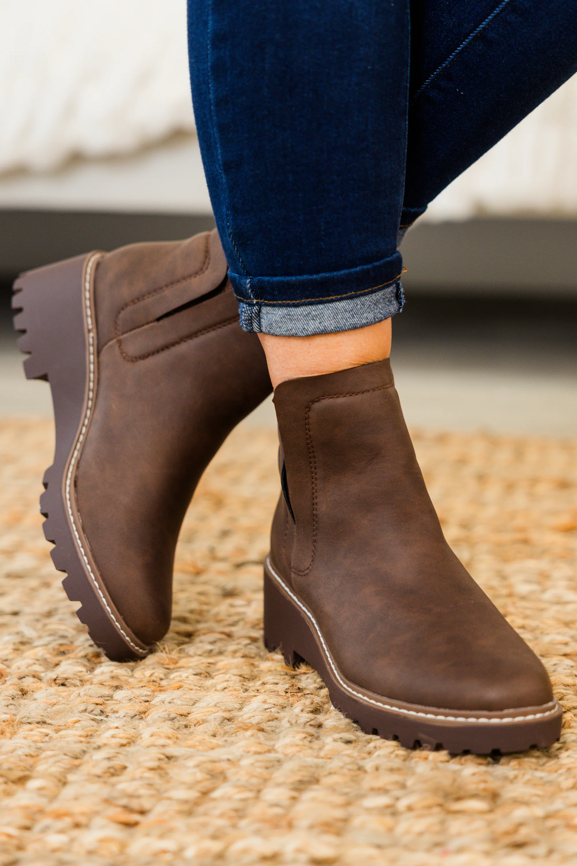 Sleek Street Booties, Brown - Giverhouse
