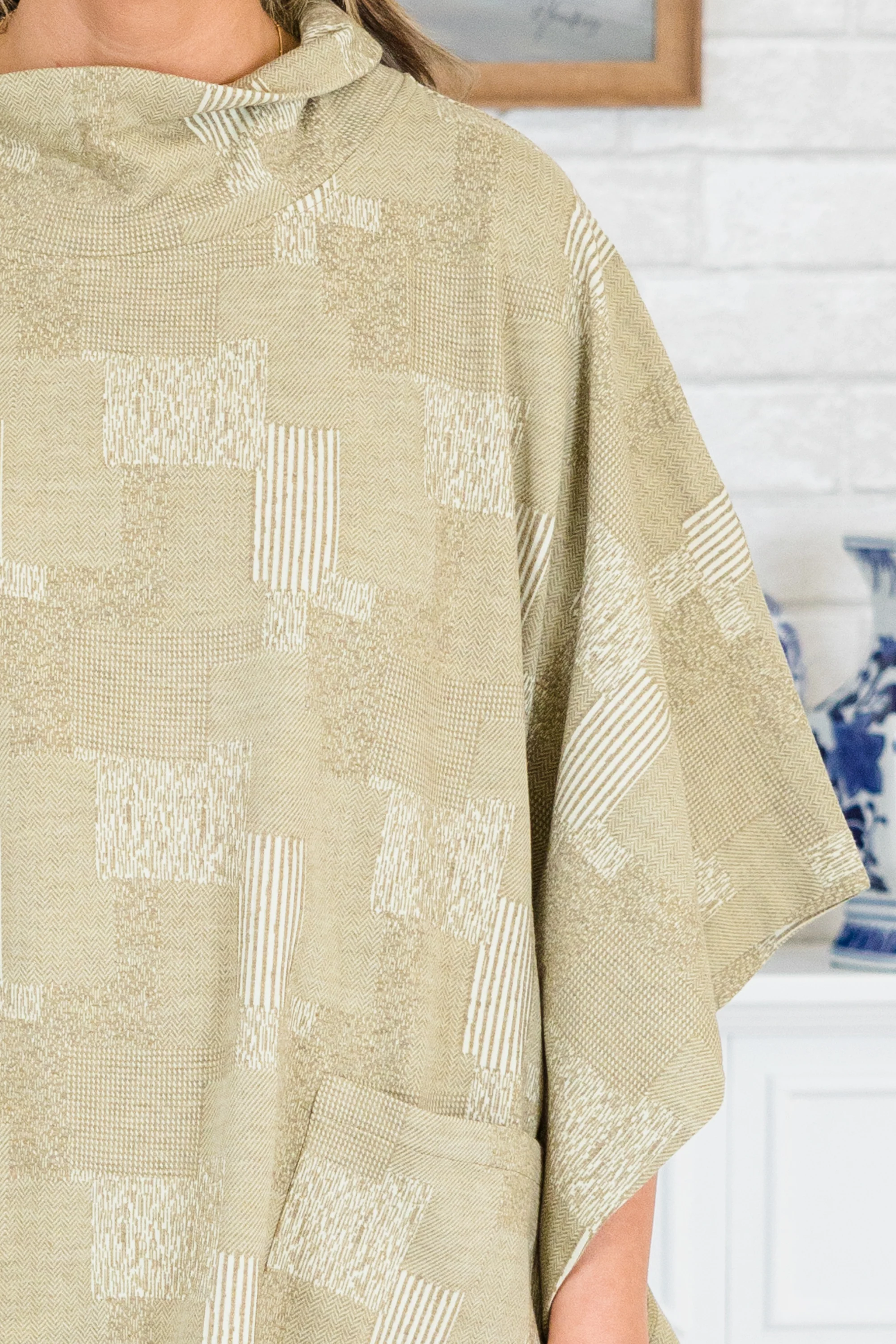 Sweater Weather Poncho, Taupe - Giverhouse