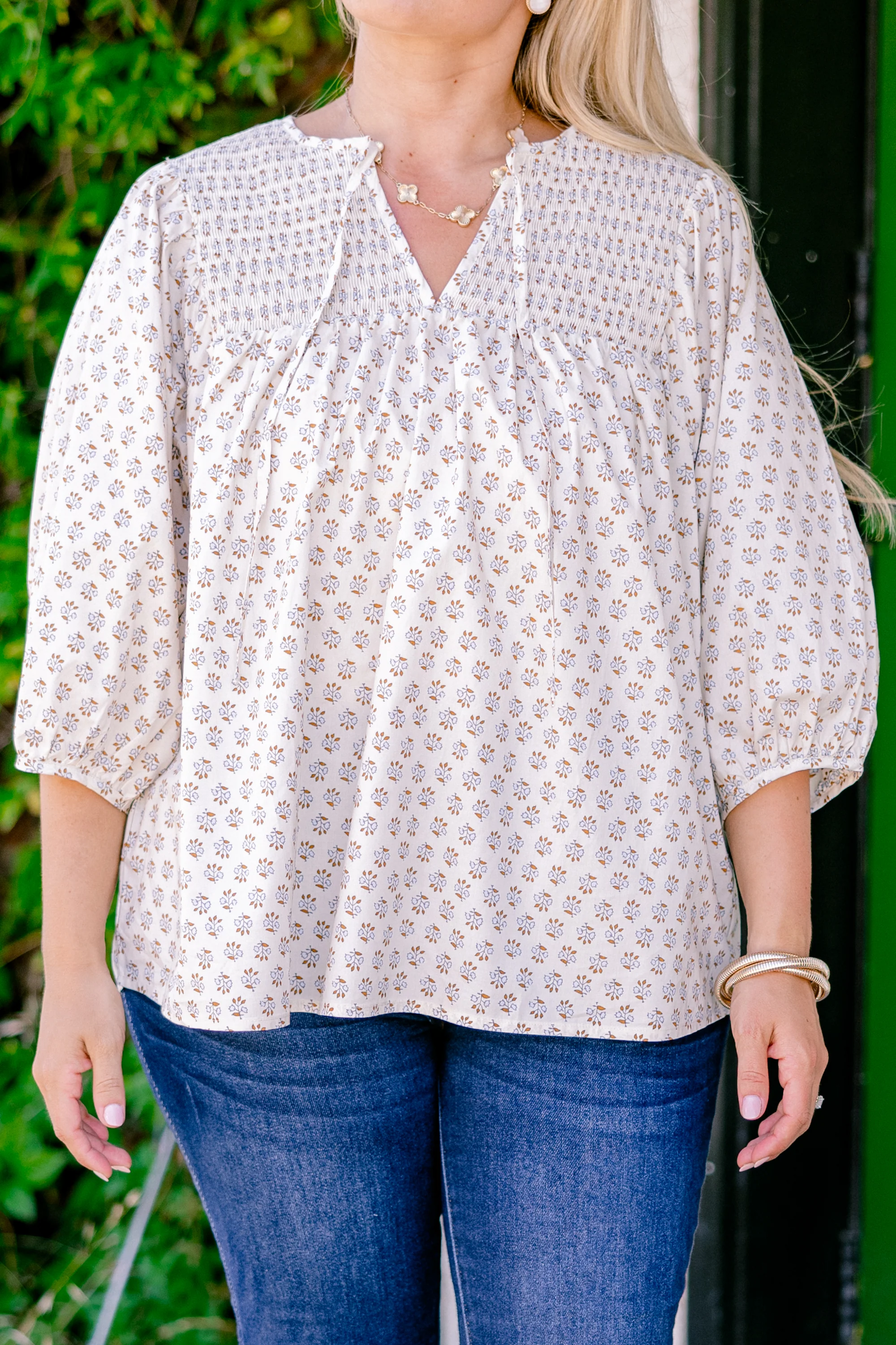 With The Flow Top, Ivory Floral - Giverhouse