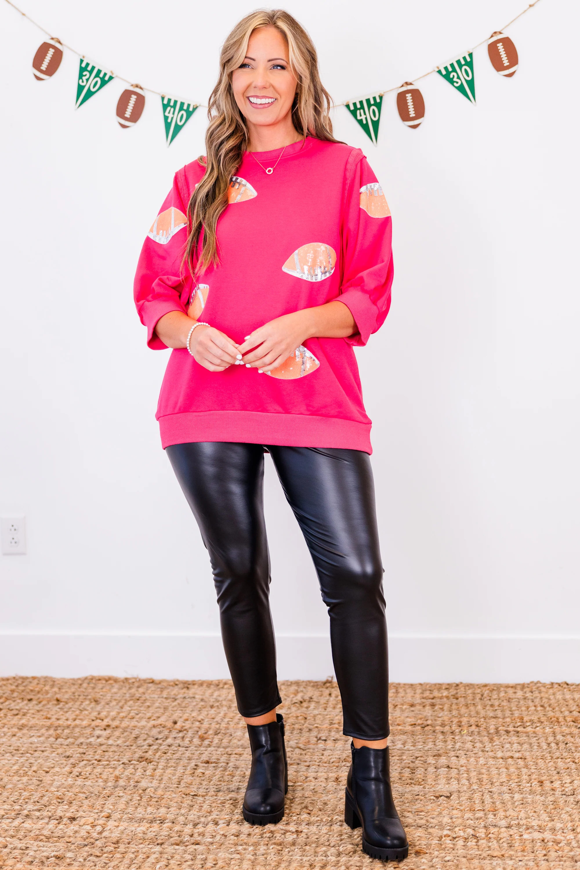Touchdown Sparkle Top, Fuchsia - Giverhouse