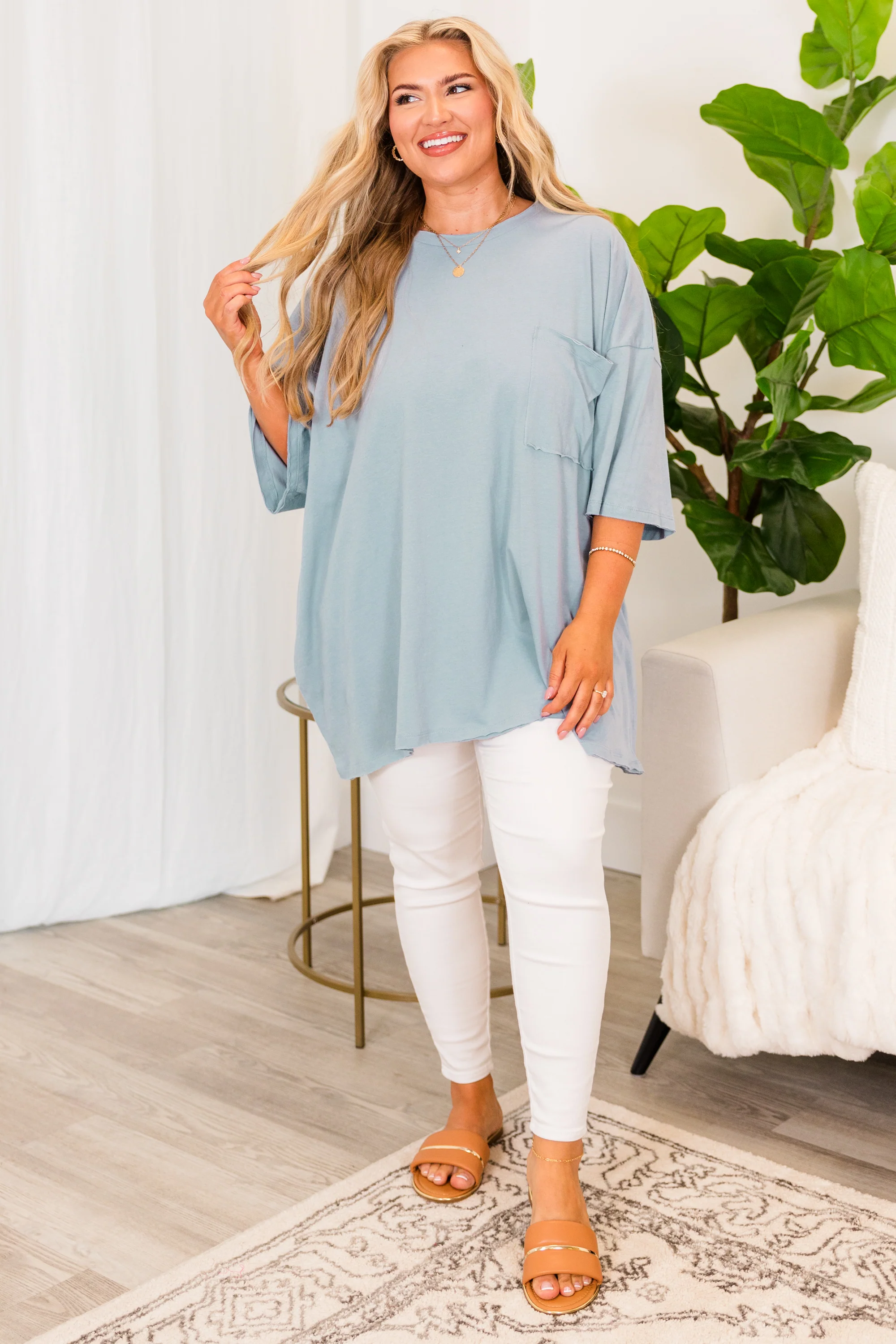 It Comes Naturally Top, Ash Blue - Giverhouse