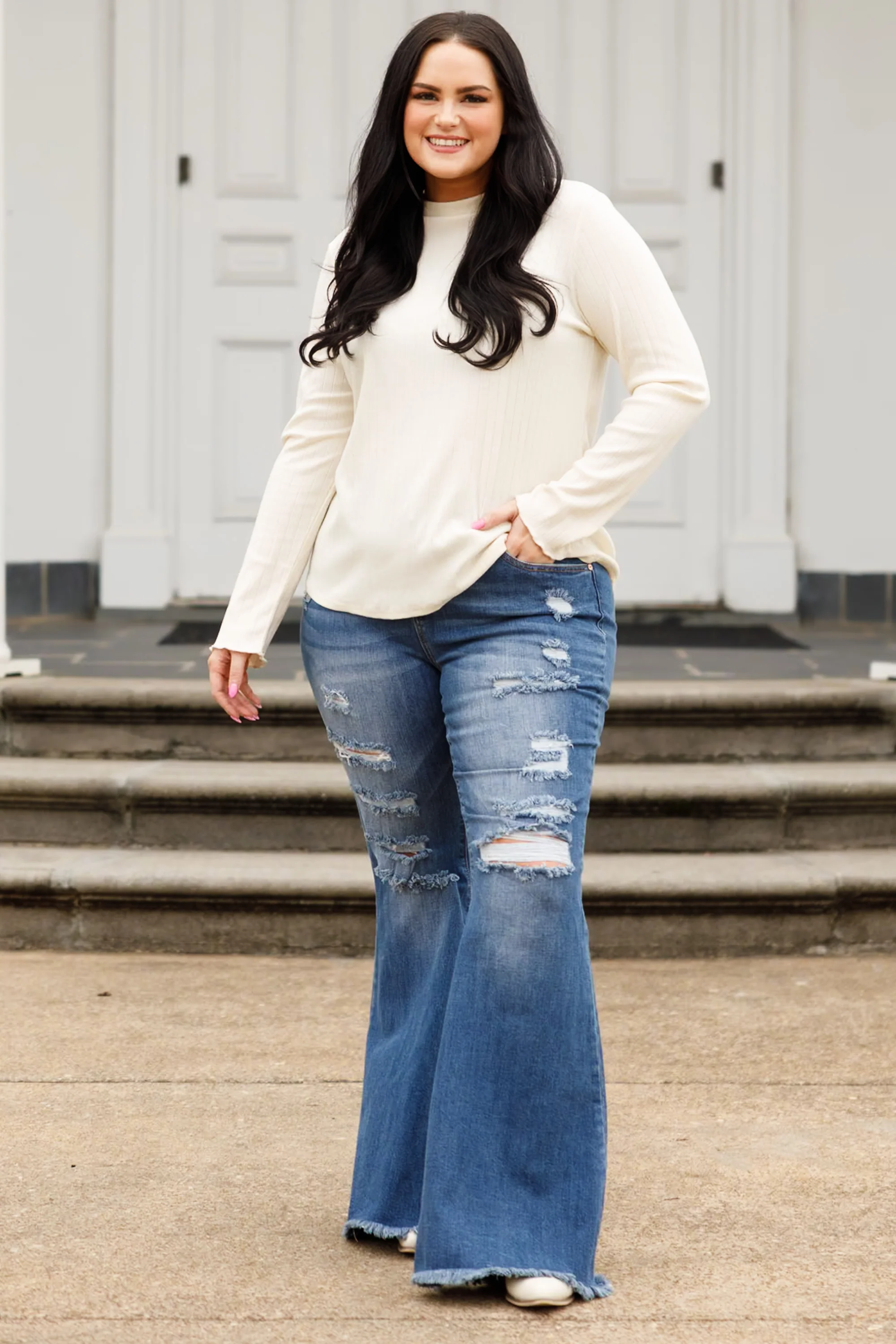 The Time Is Now Boot Cut Jeans, Dark Wash - Giverhouse