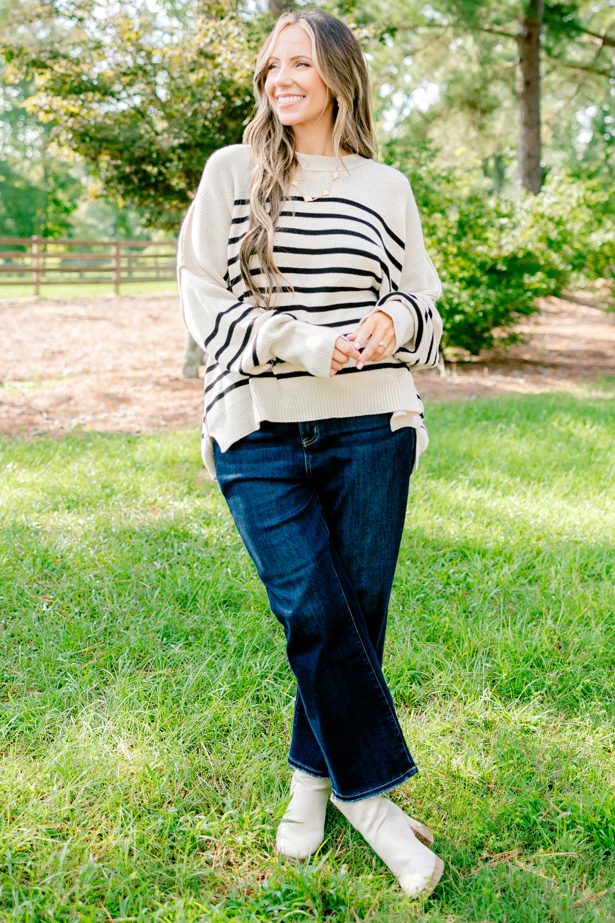 Magically Perfect Sweater, Almond Stripe - Giverhouse