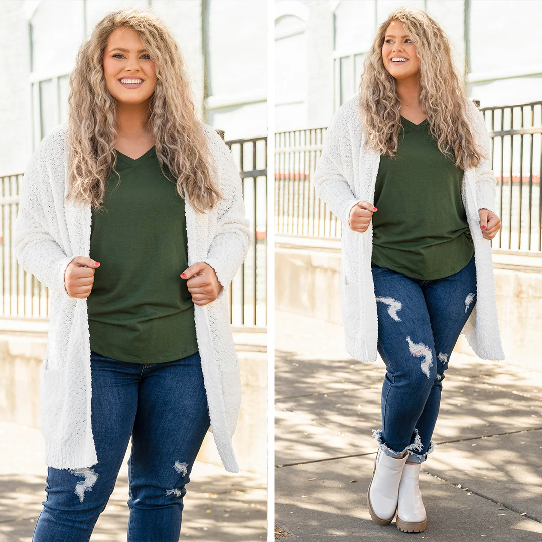 Confident Decisions Cardigan, White - Giverhouse