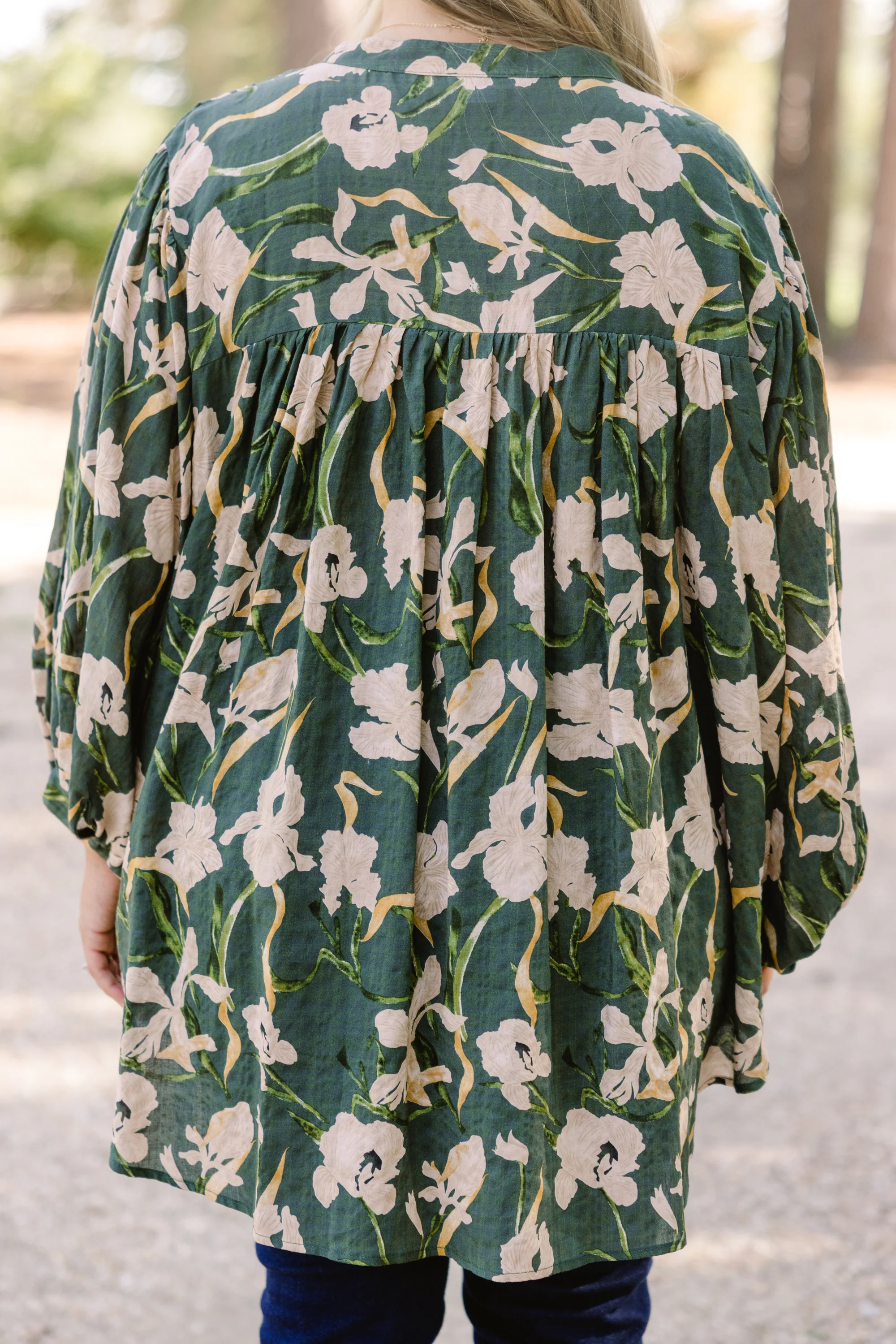 Away From It All Tunic, Green Floral - Giverhouse