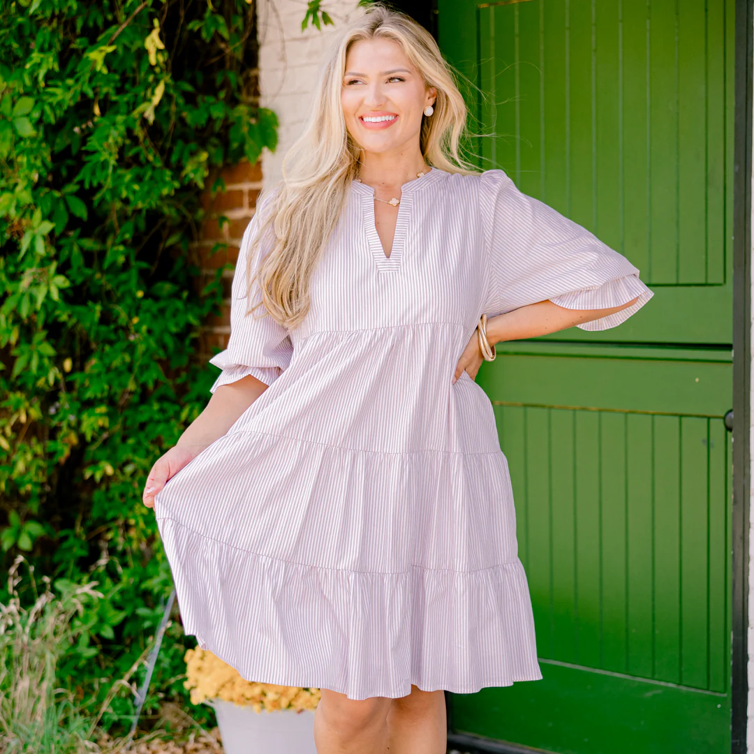 What You Know Dress, Brown Stripe - Giverhouse