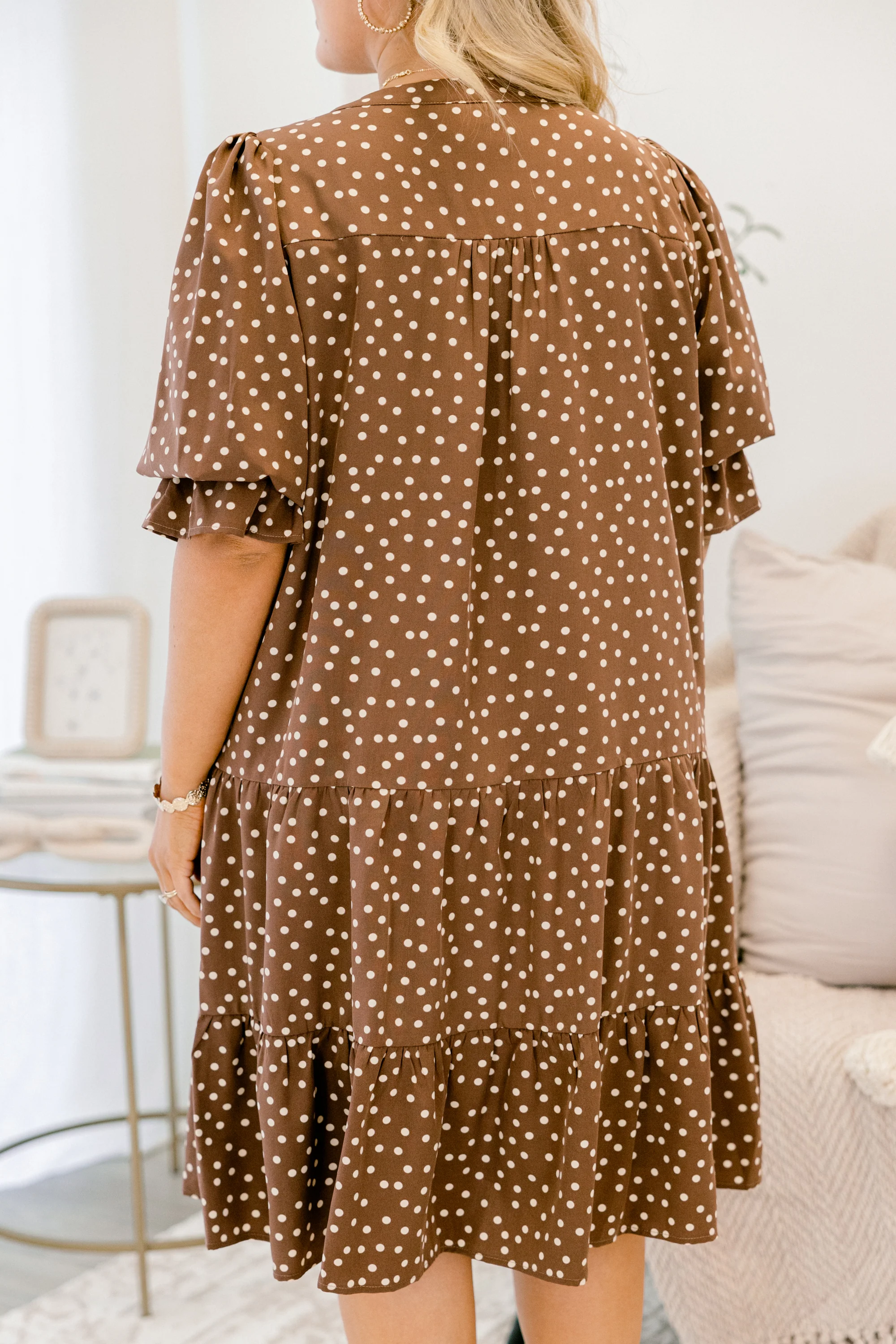 What You Know Dress, Brown Polka Dot - Giverhouse