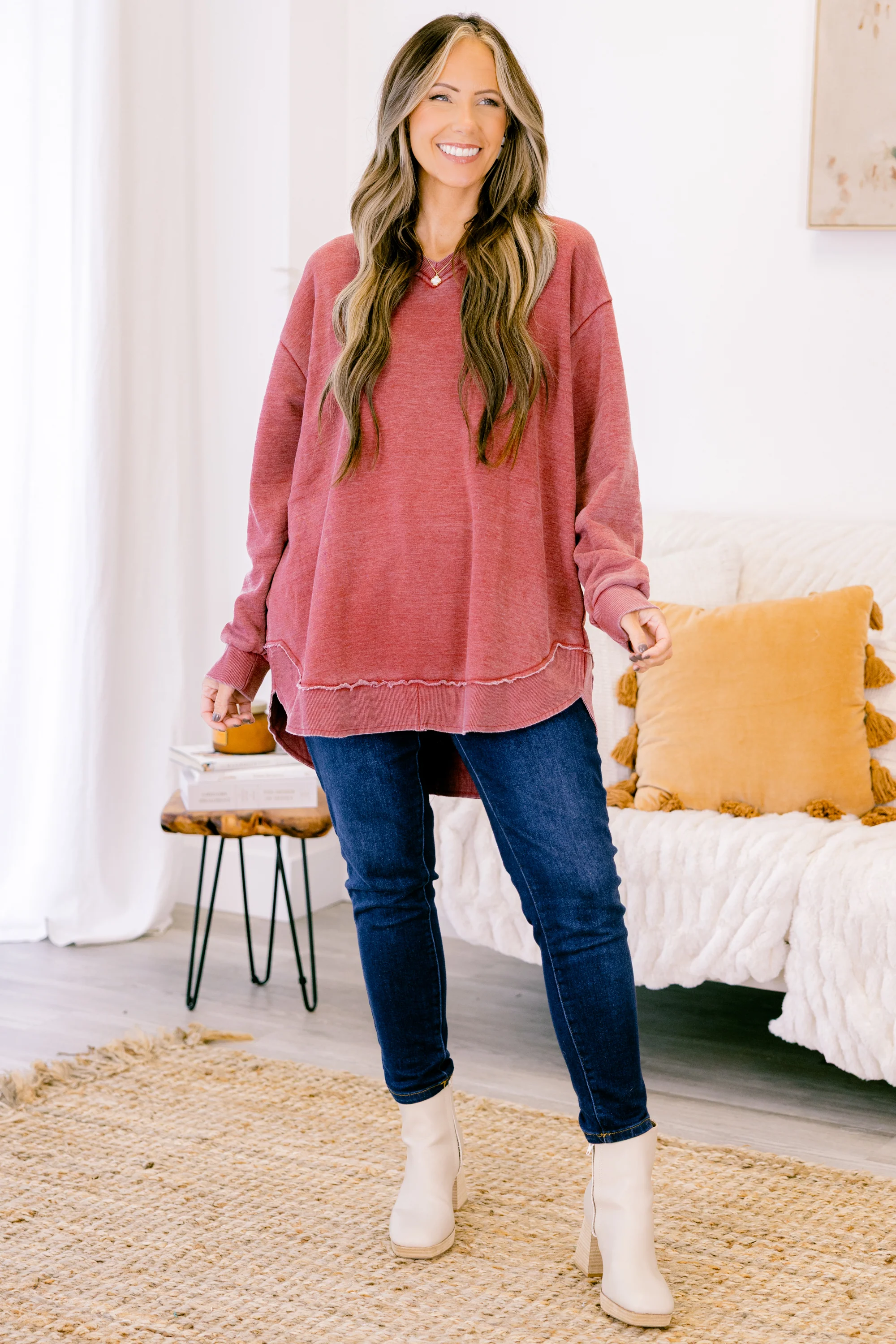Warm Embrace Pullover, Wine Red - Giverhouse