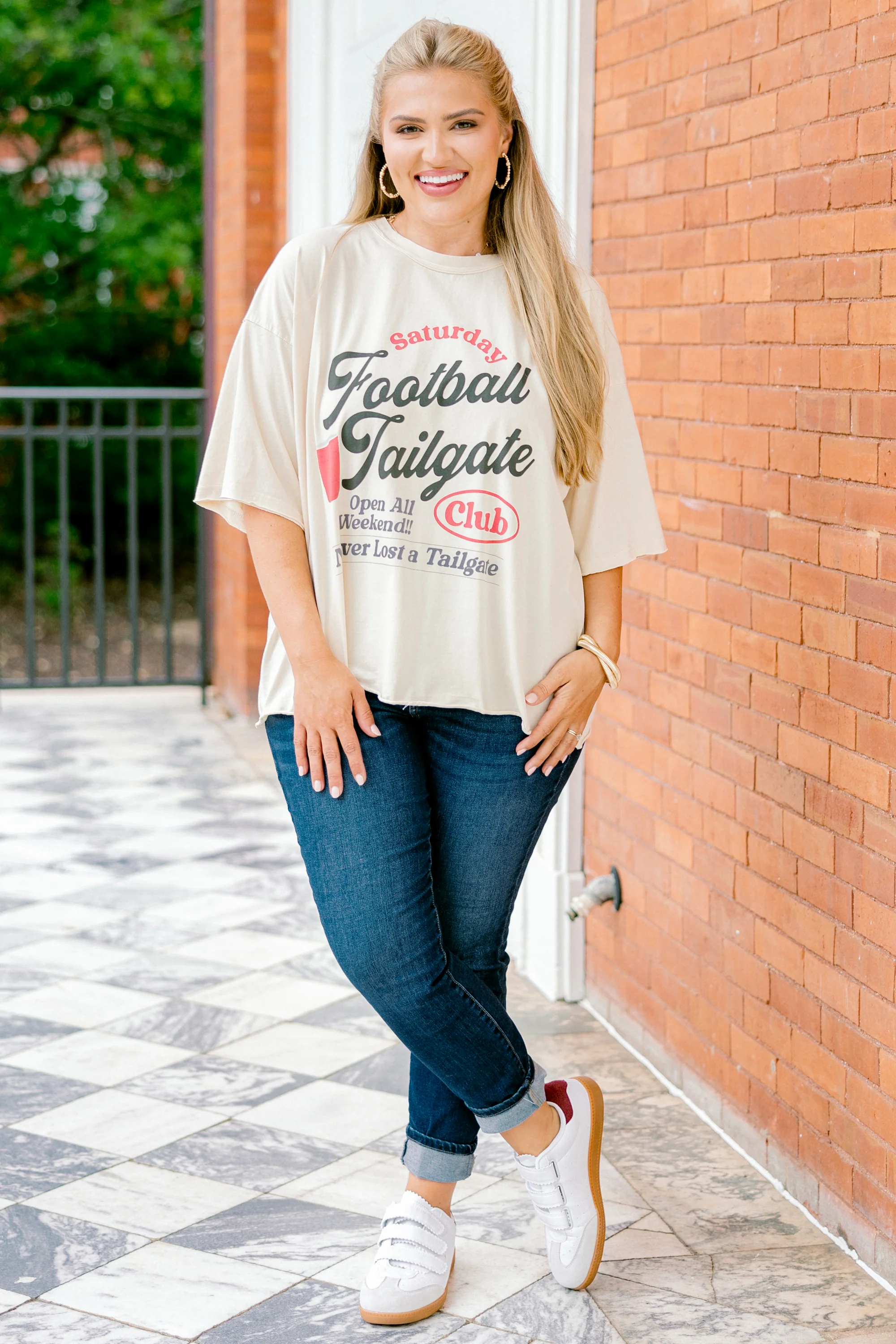 Here for the Tailgate Vintage Wash Tee, Sand - Giverhouse