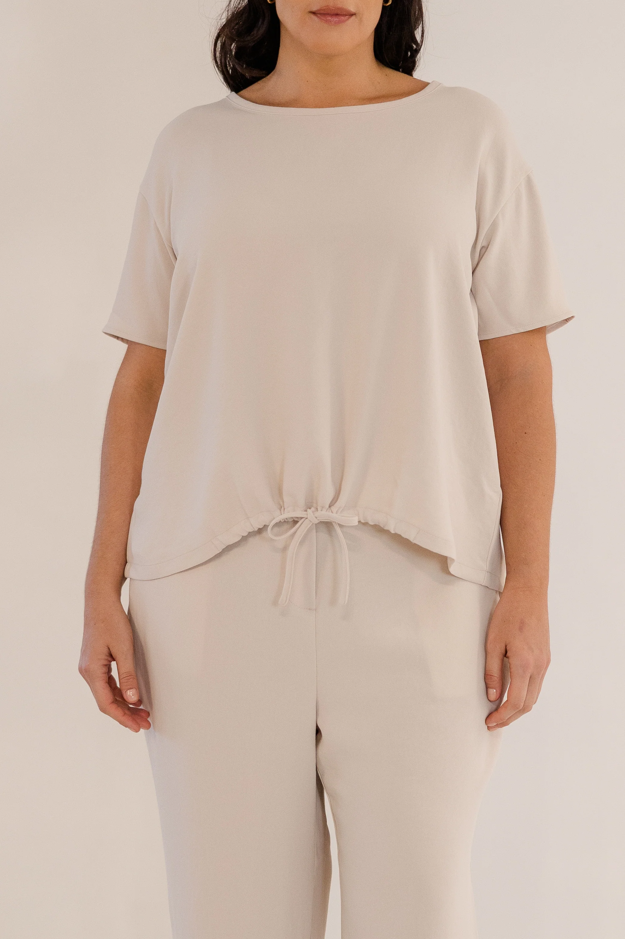 Ricker Tie Hem Top, Stone - Giverhouse