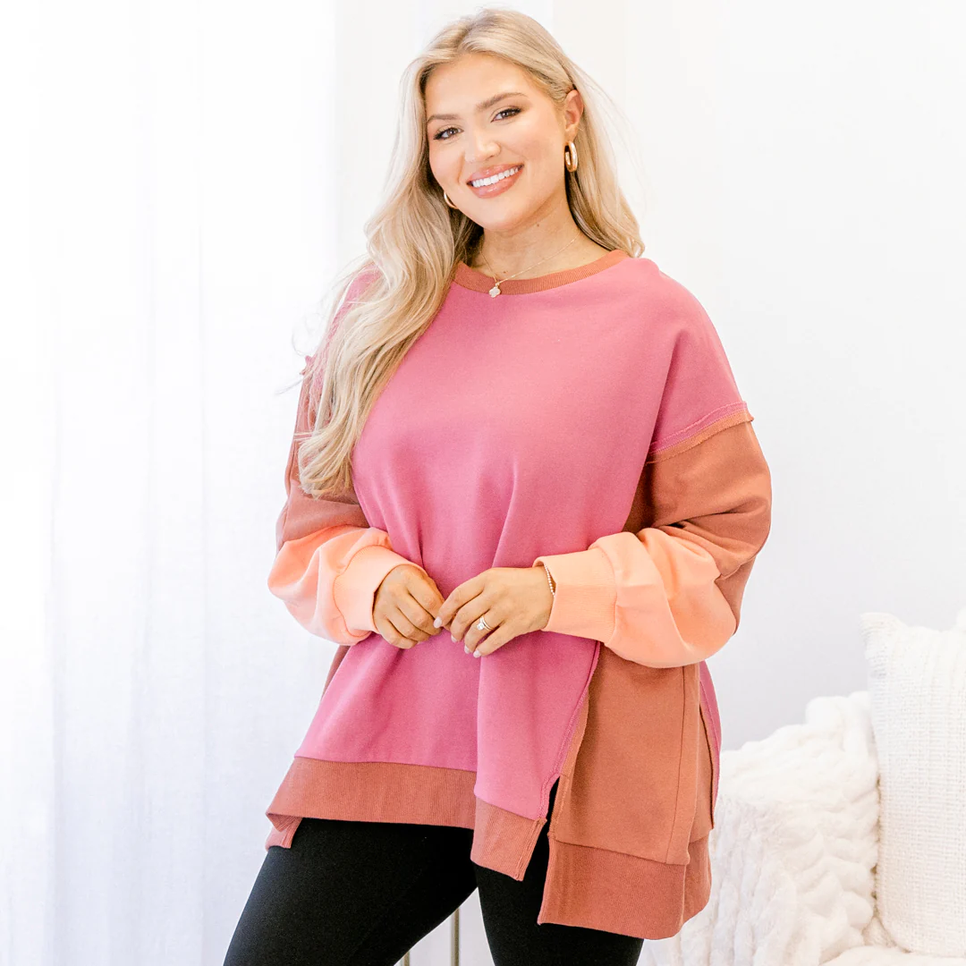 Rising To The Opportunity Pullover, Pink-Brown - Giverhouse