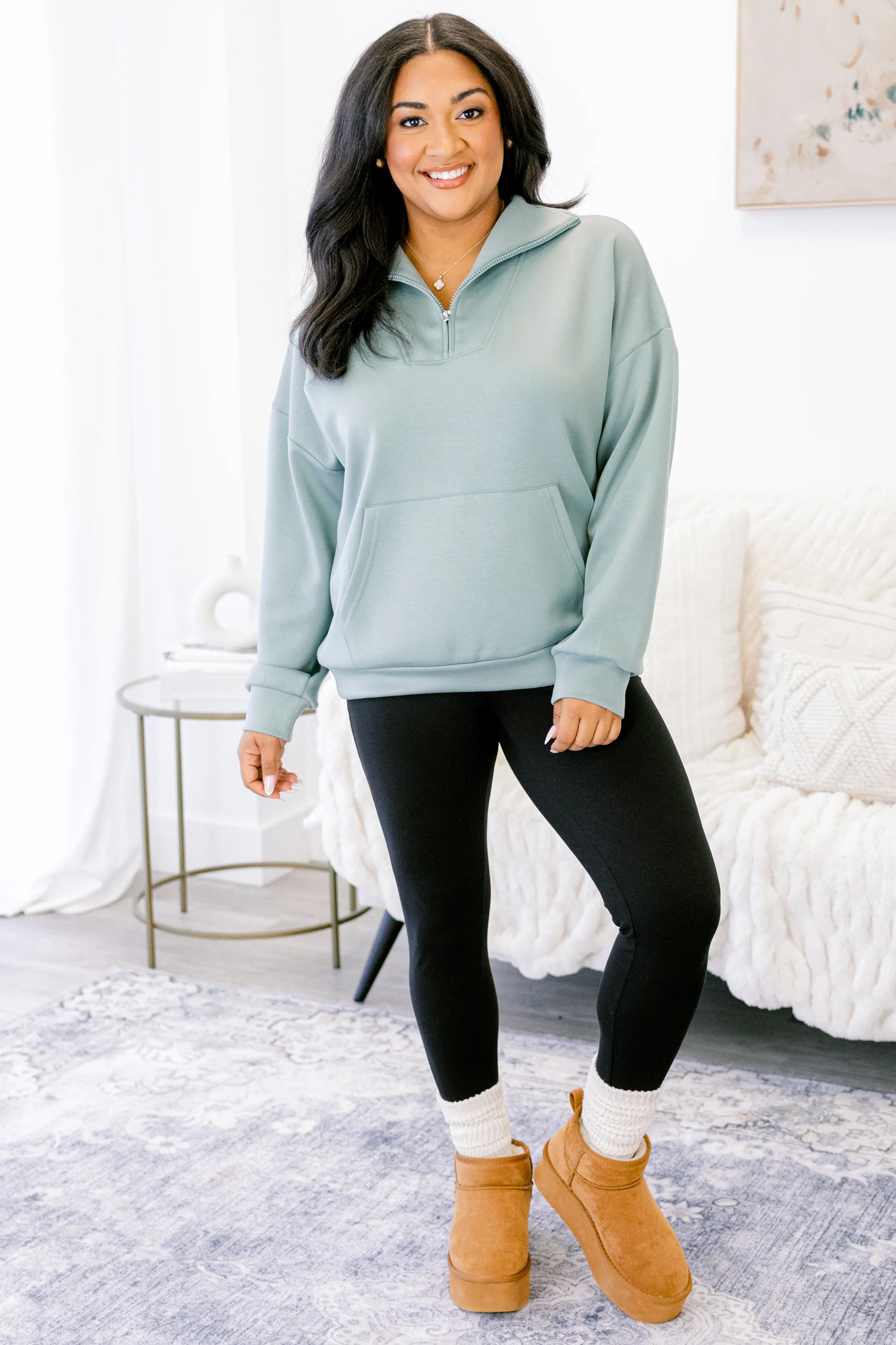 Sporty Chic Pullover, Sage - Giverhouse