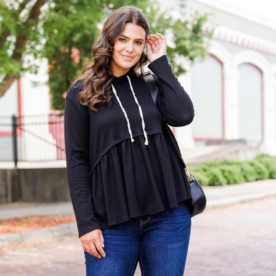 Cozy Geo Hoodie, Black - Giverhouse