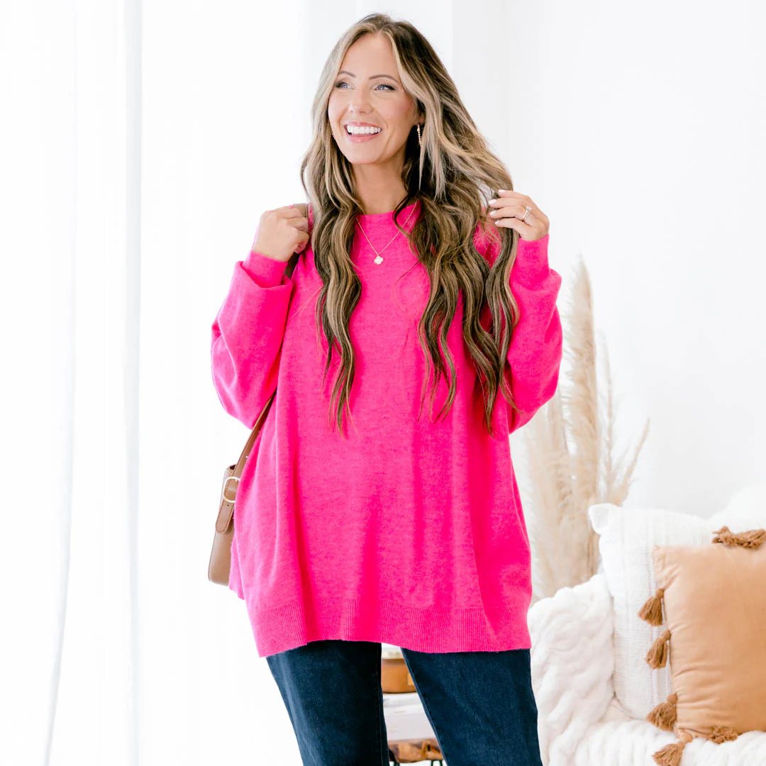 On My Own Sweater, Fuchsia - Giverhouse