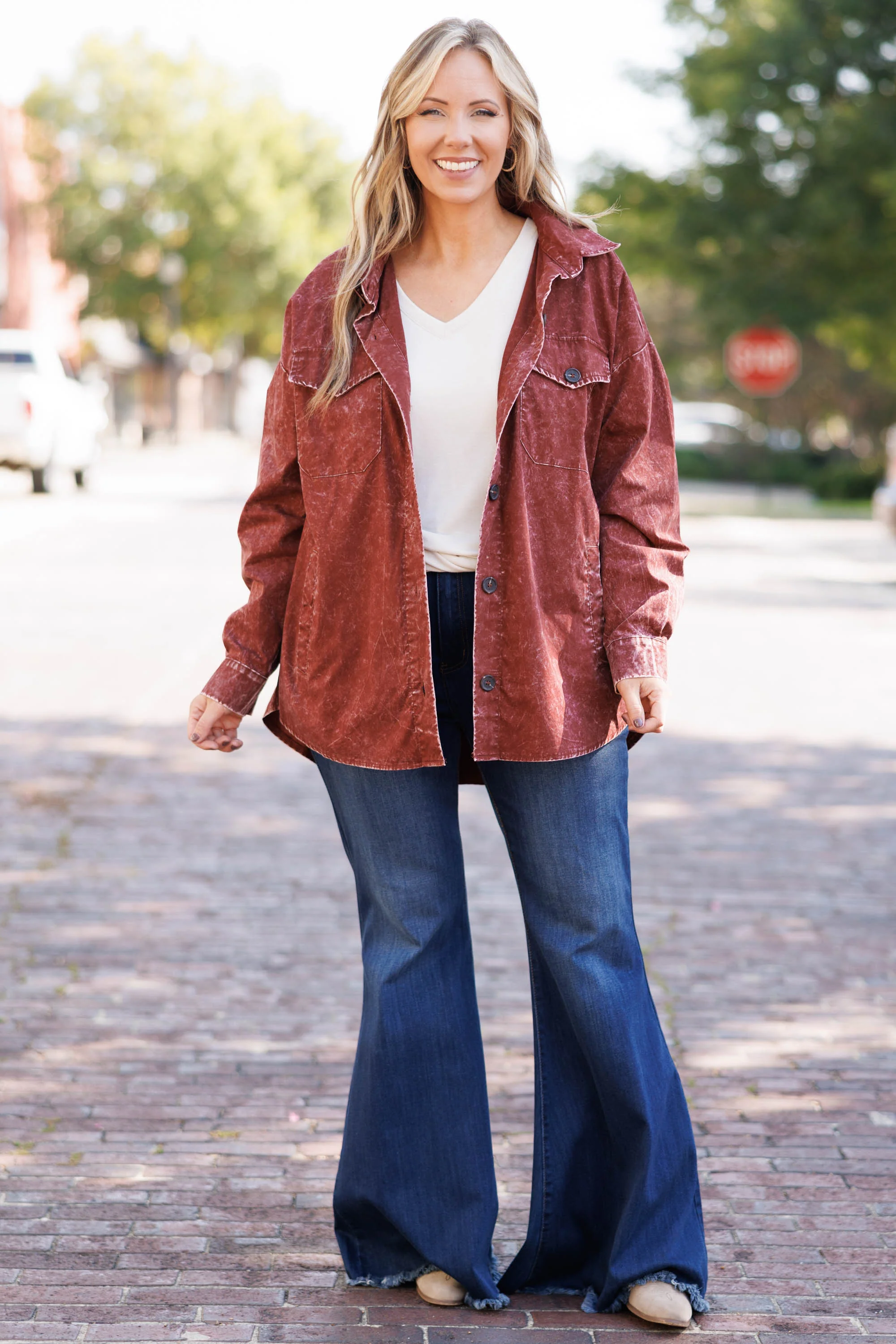 Feisty and Fun Shacket, Dark Rust - Giverhouse