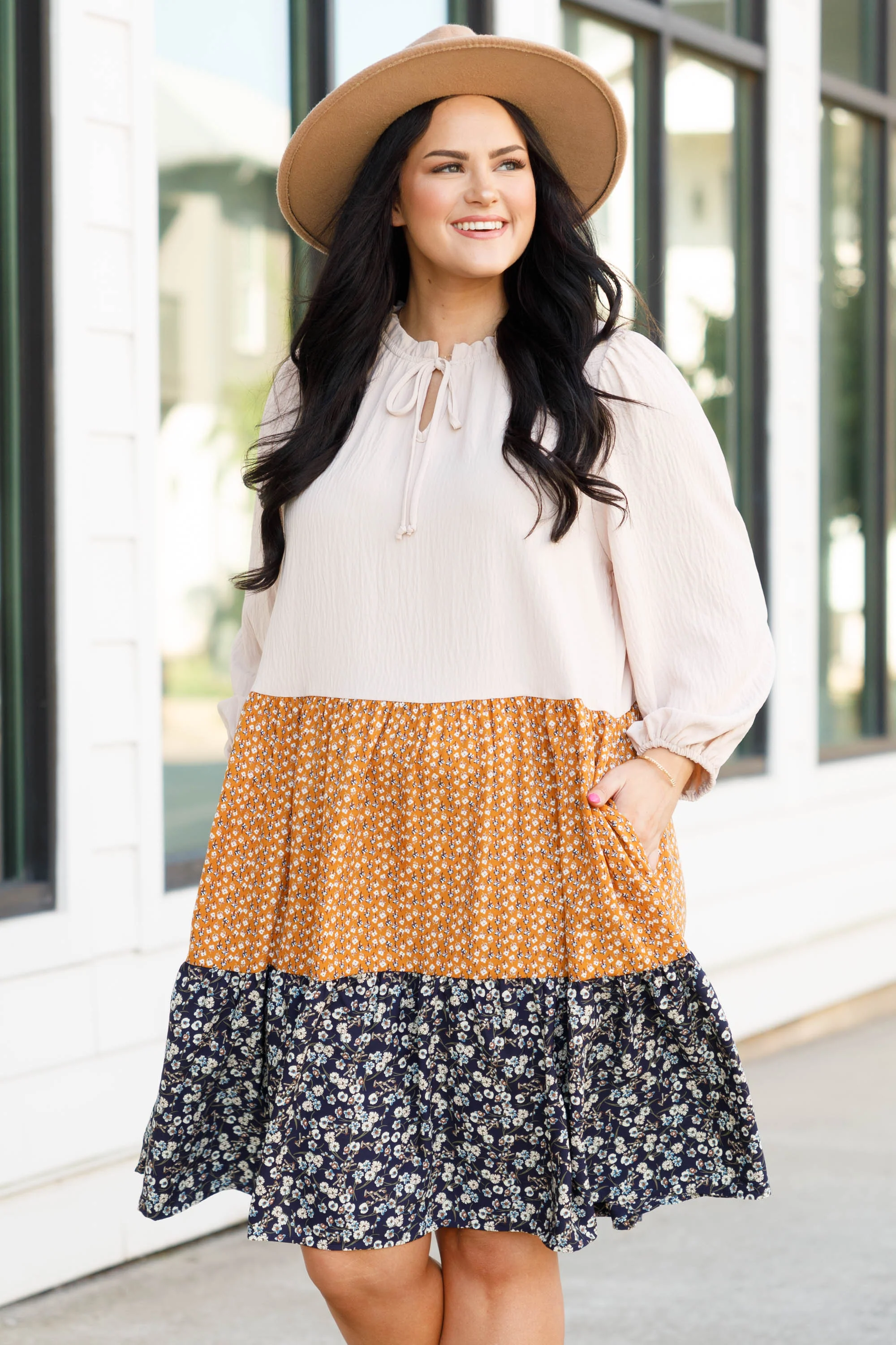 Beauty Is Within Dress, Taupe - Giverhouse