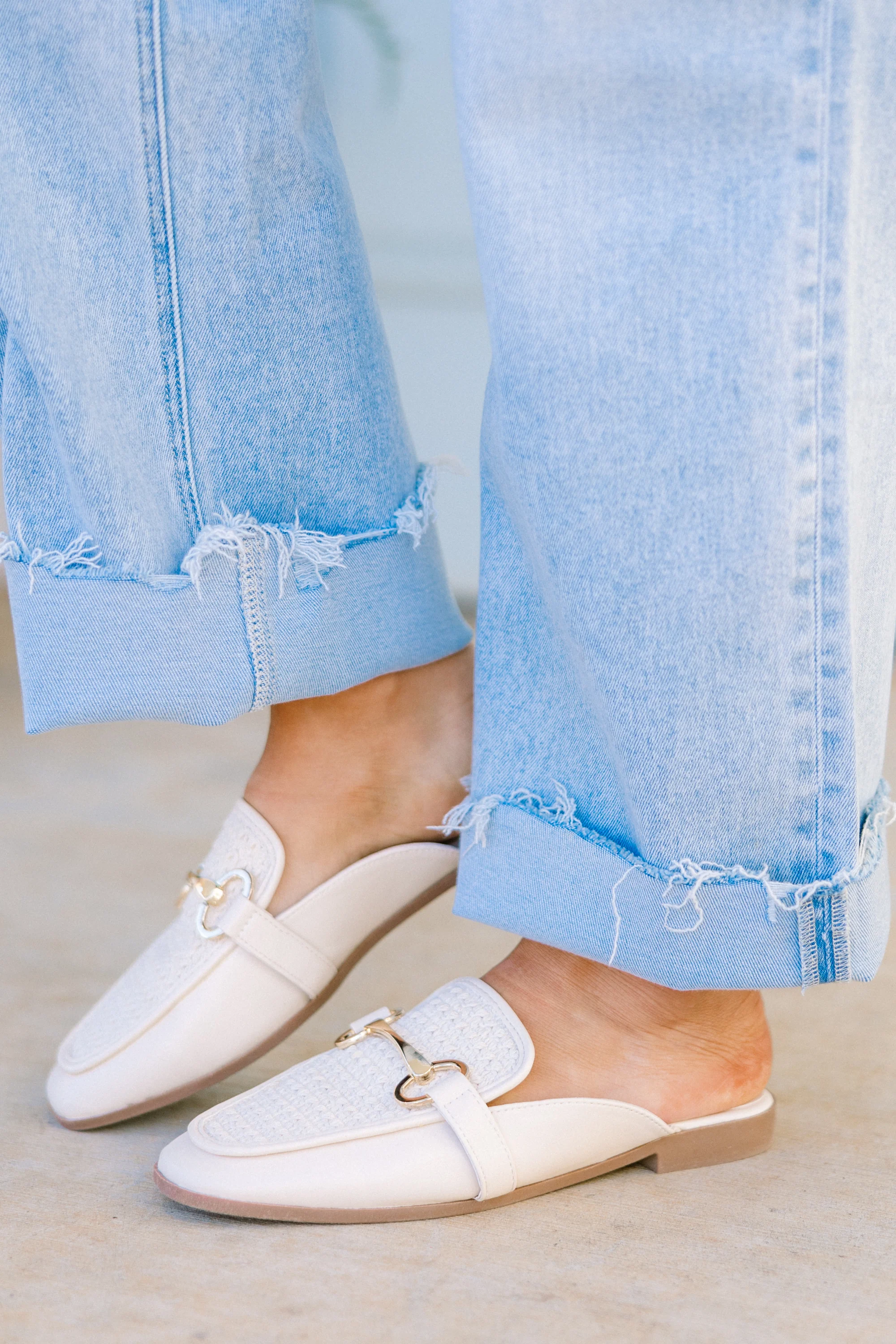 Keep Holding On Mules, Ivory - Giverhouse