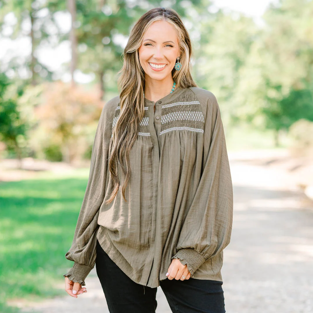 Jumping Ahead Top, Olive - Giverhouse