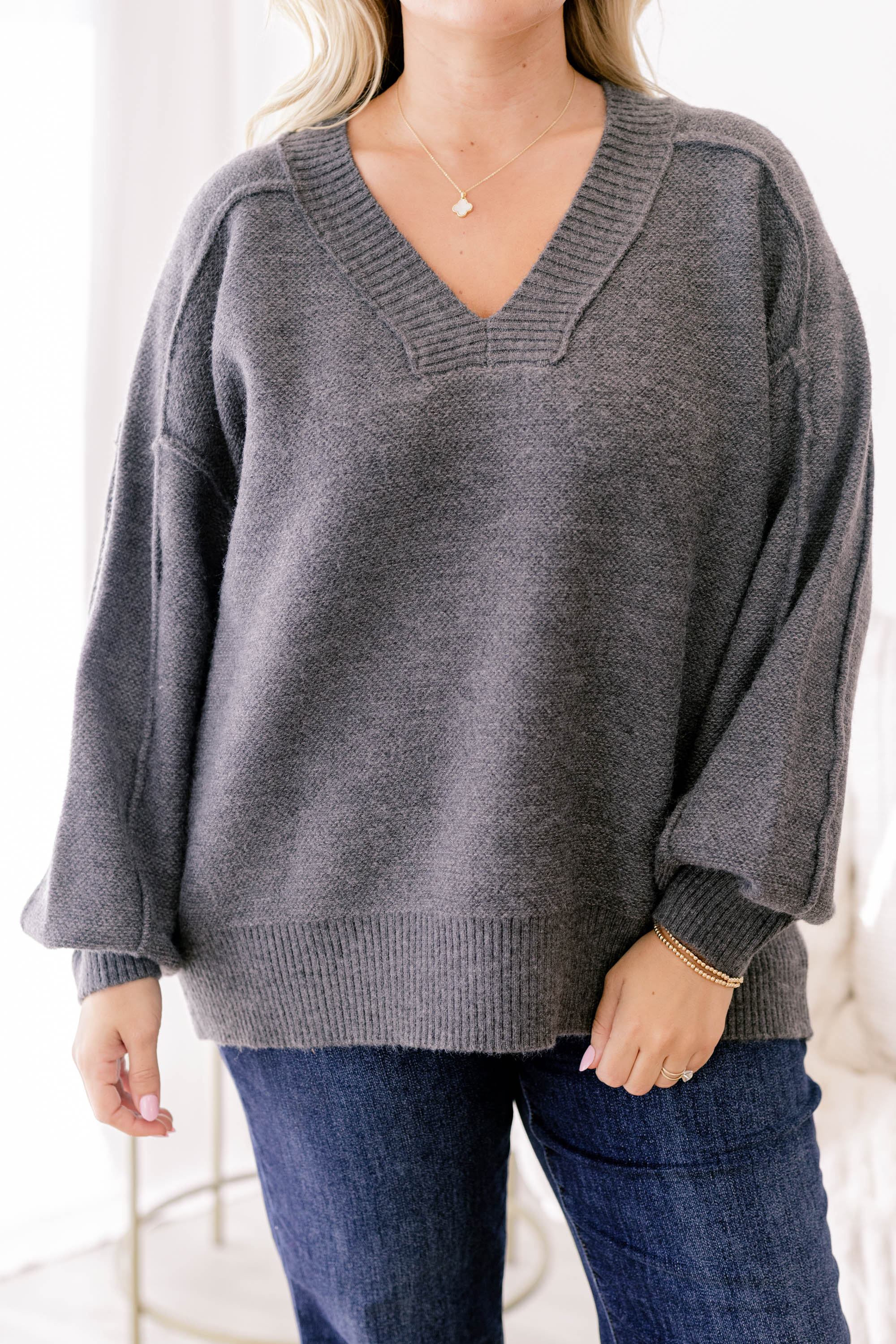 Came Back Better Sweater, Gray - Giverhouse