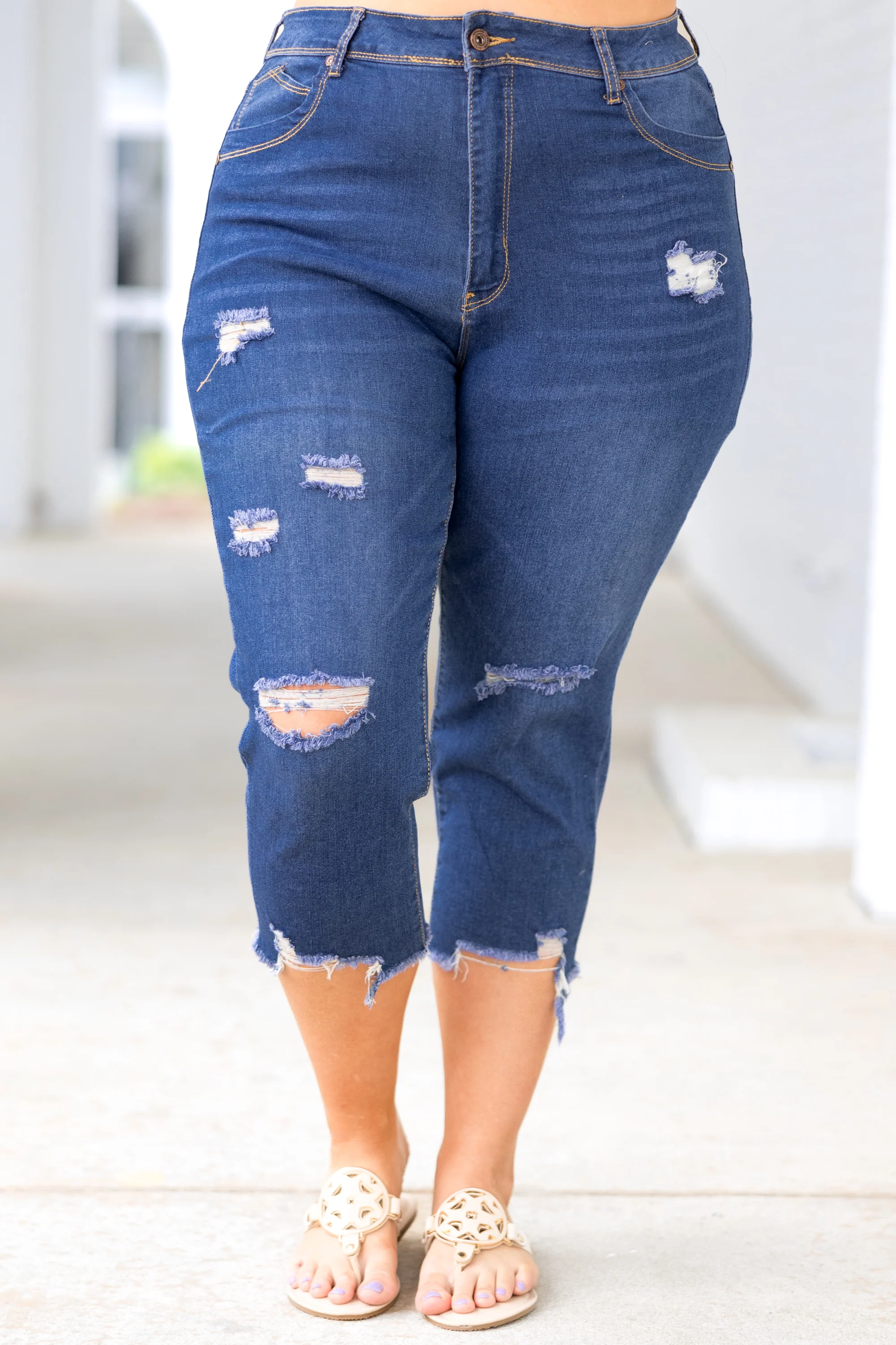 Remember Me Well Capris, Medium Denim - Giverhouse