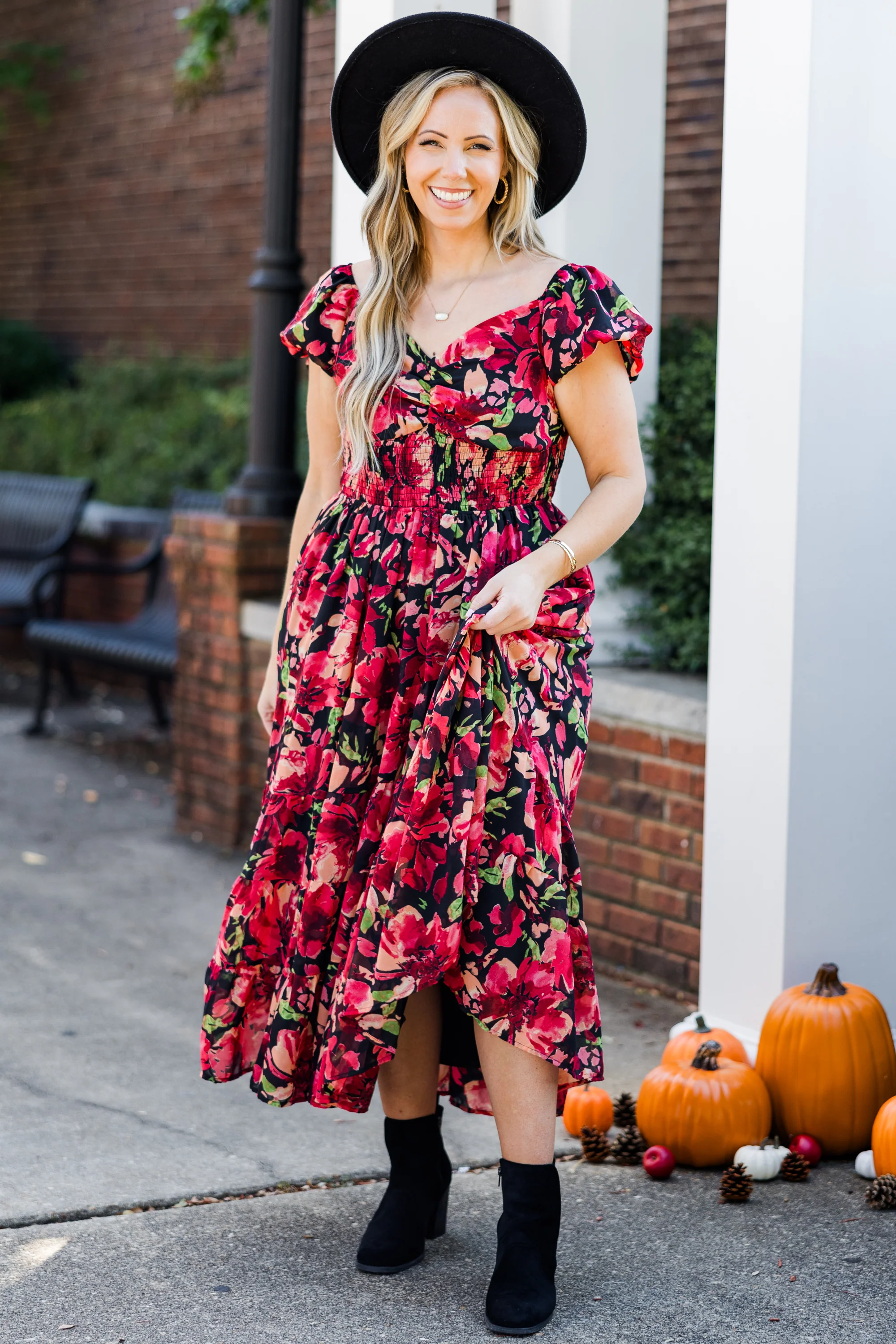 Love From Above Dress, Black Floral - Giverhouse