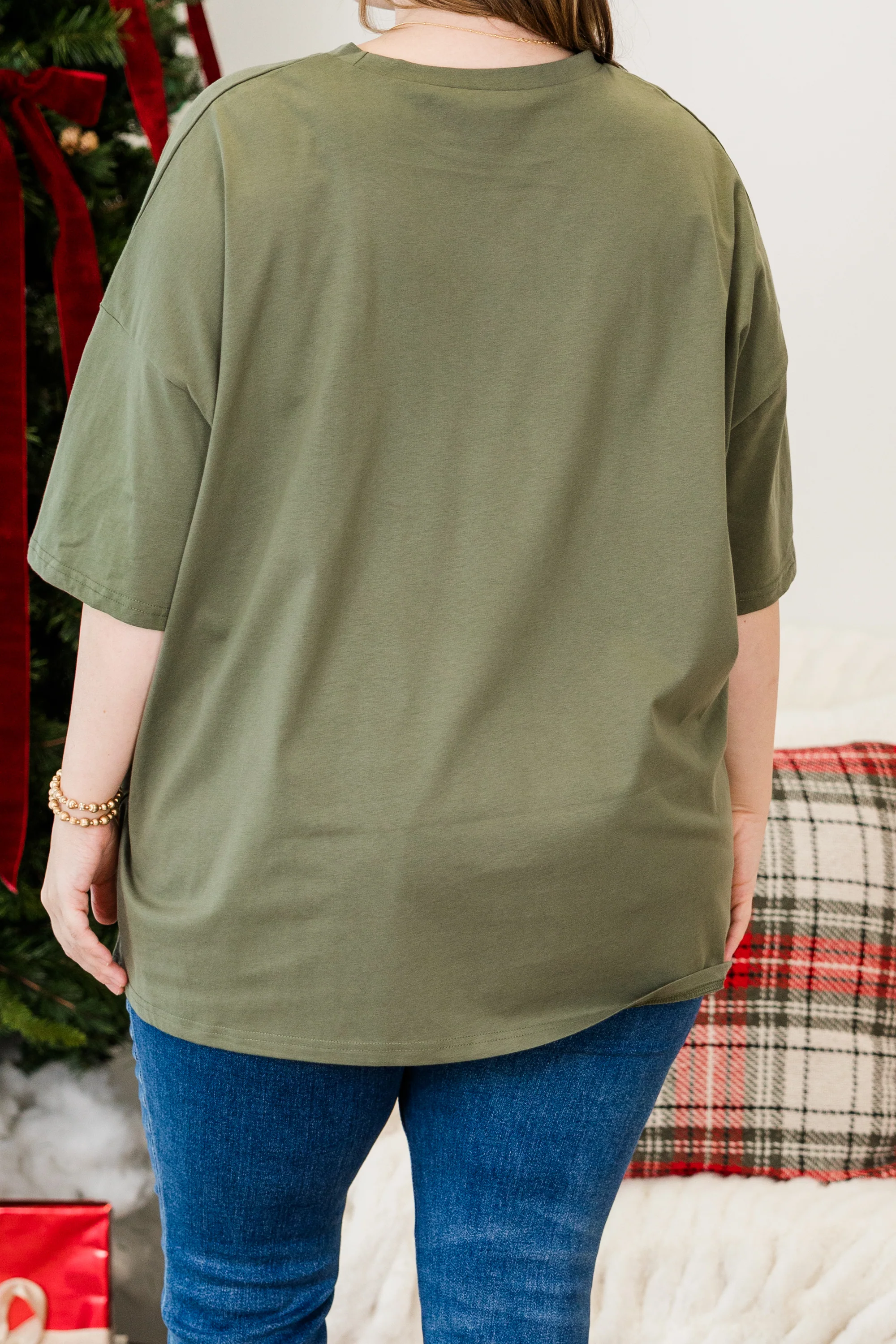 All Tied Up Boyfriend Tee, Moss - Giverhouse