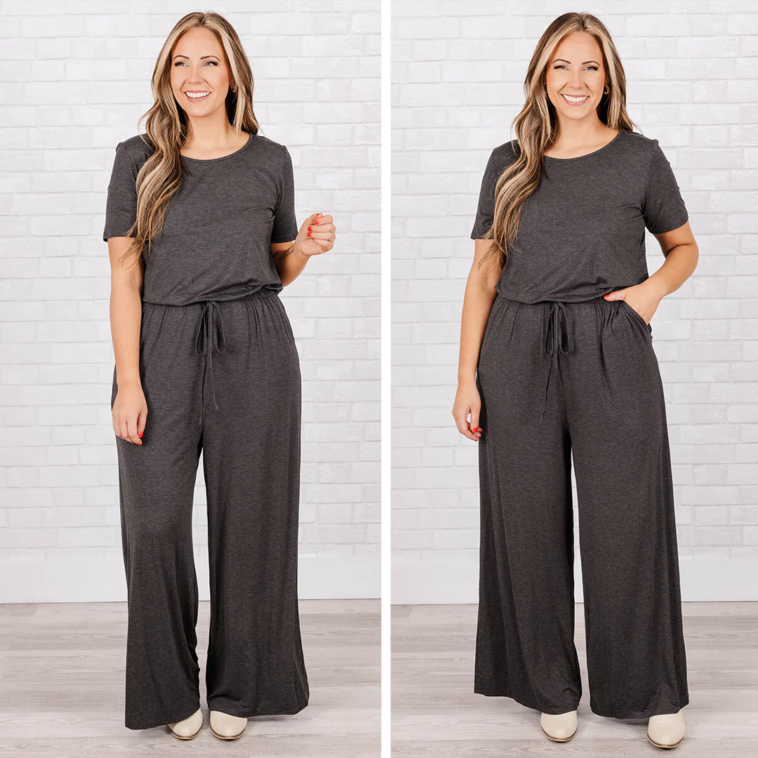 Louder Than Words Jumpsuit, Charcoal - Giverhouse