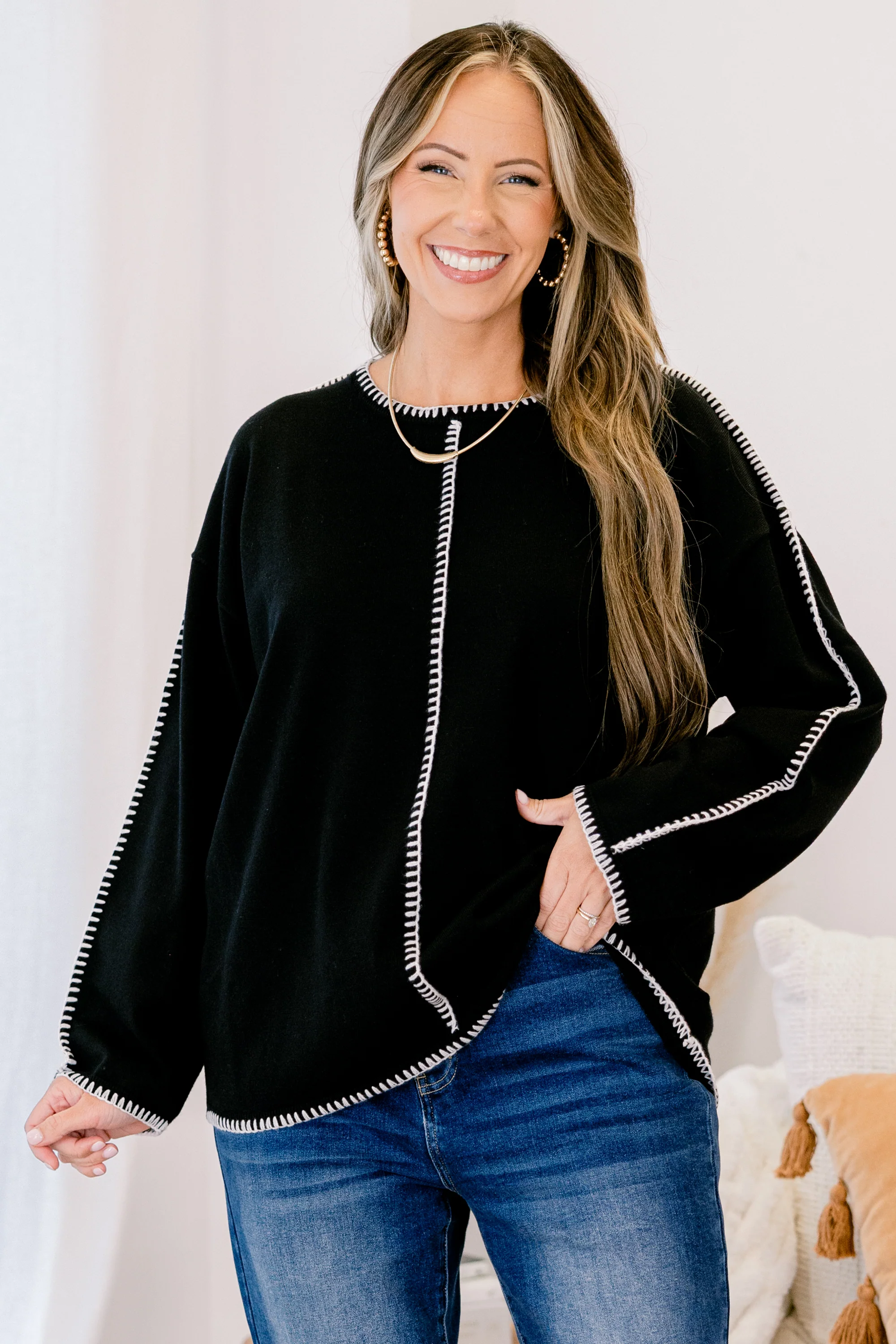 Whispered Comfort Sweater, Black - Giverhouse