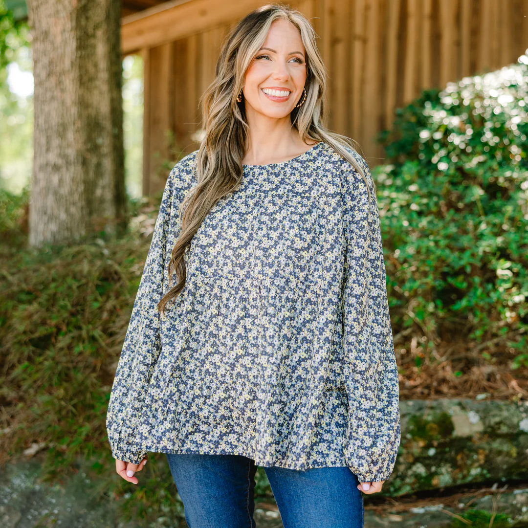 Anytime Now Top, Blue - Giverhouse