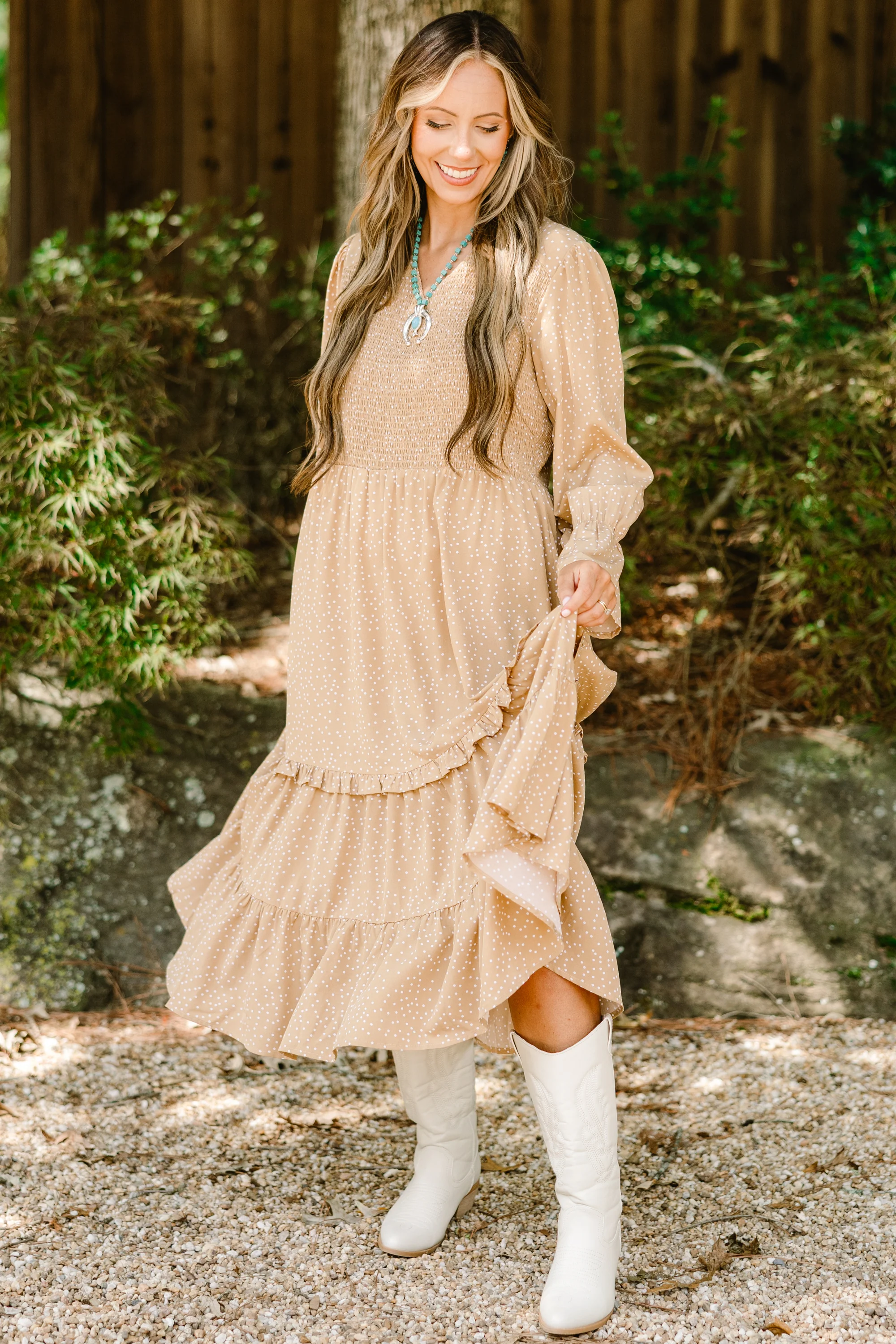 Montana Mornings Dress, Tan - Giverhouse