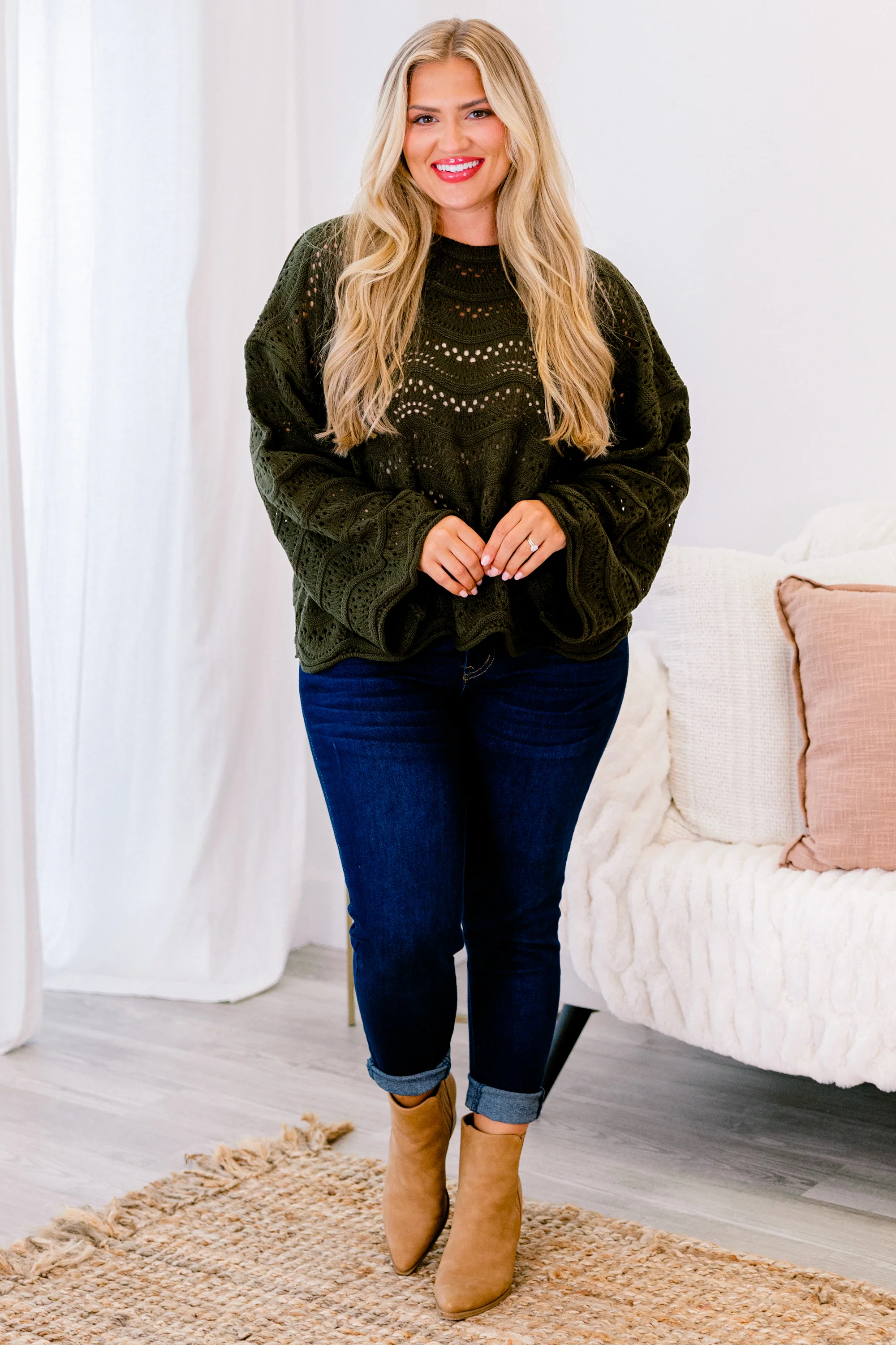 Wavy Comfort Sweater, Green - Giverhouse