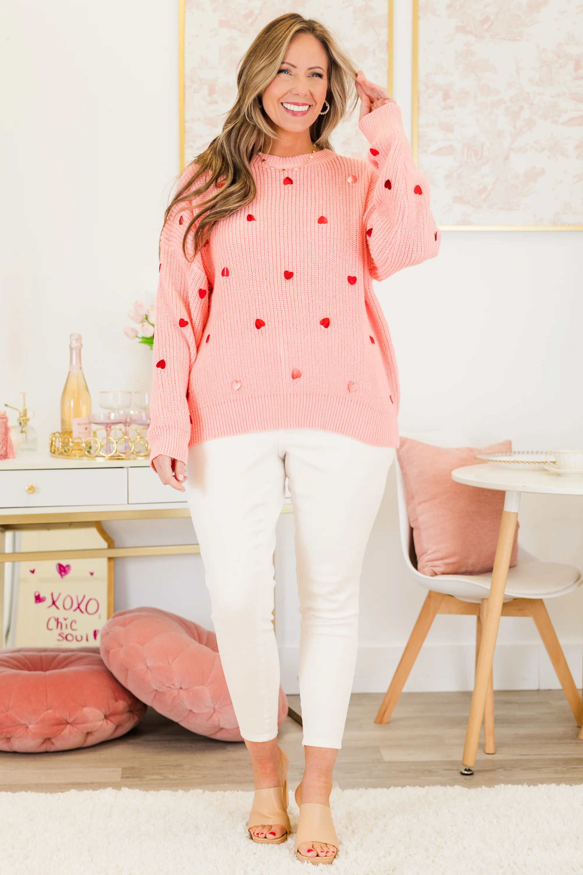 Heartbeat Tempo Sweater, Blush - Giverhouse