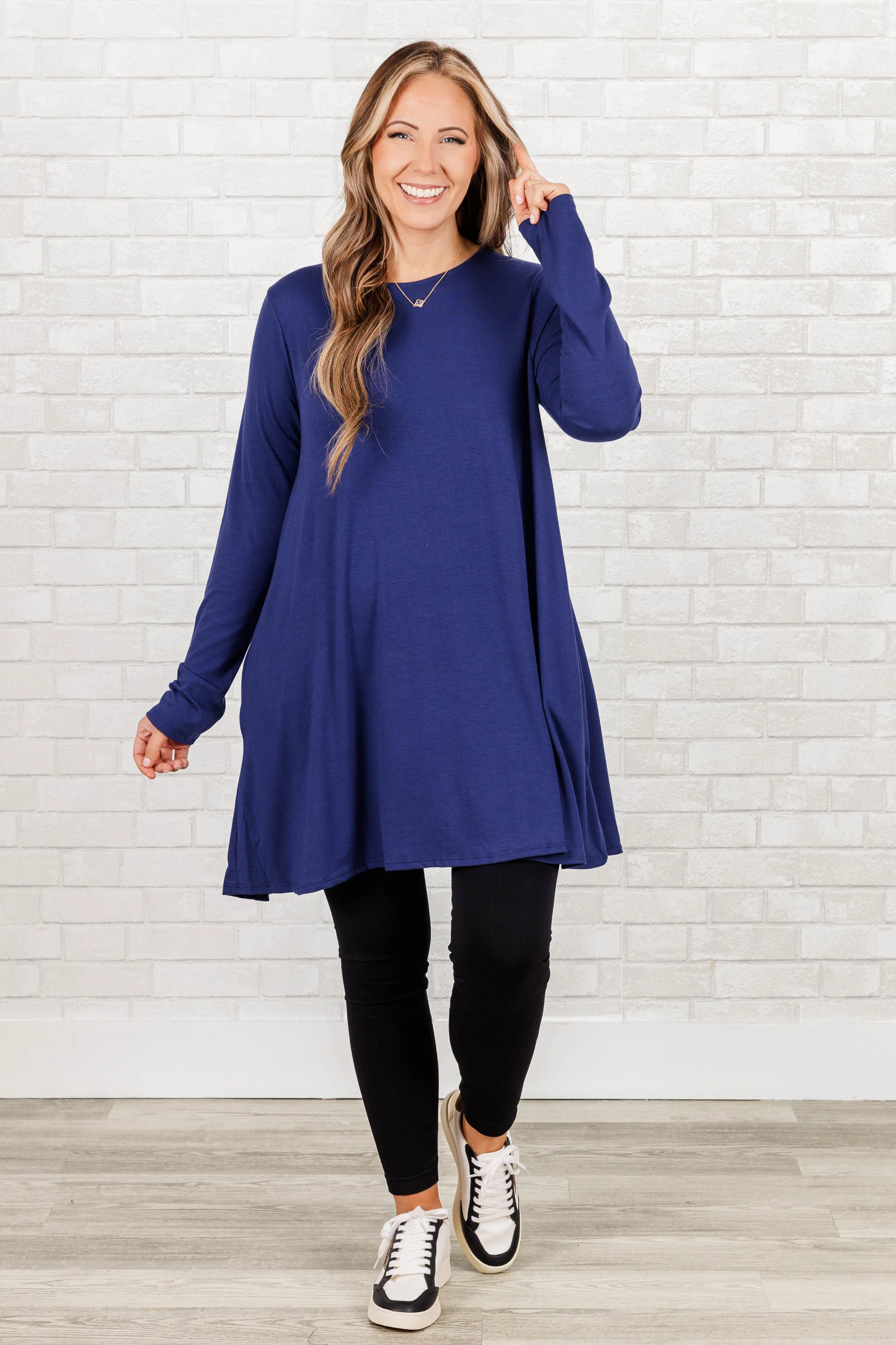 As Long As You're Here Tunic, Light Navy - Giverhouse