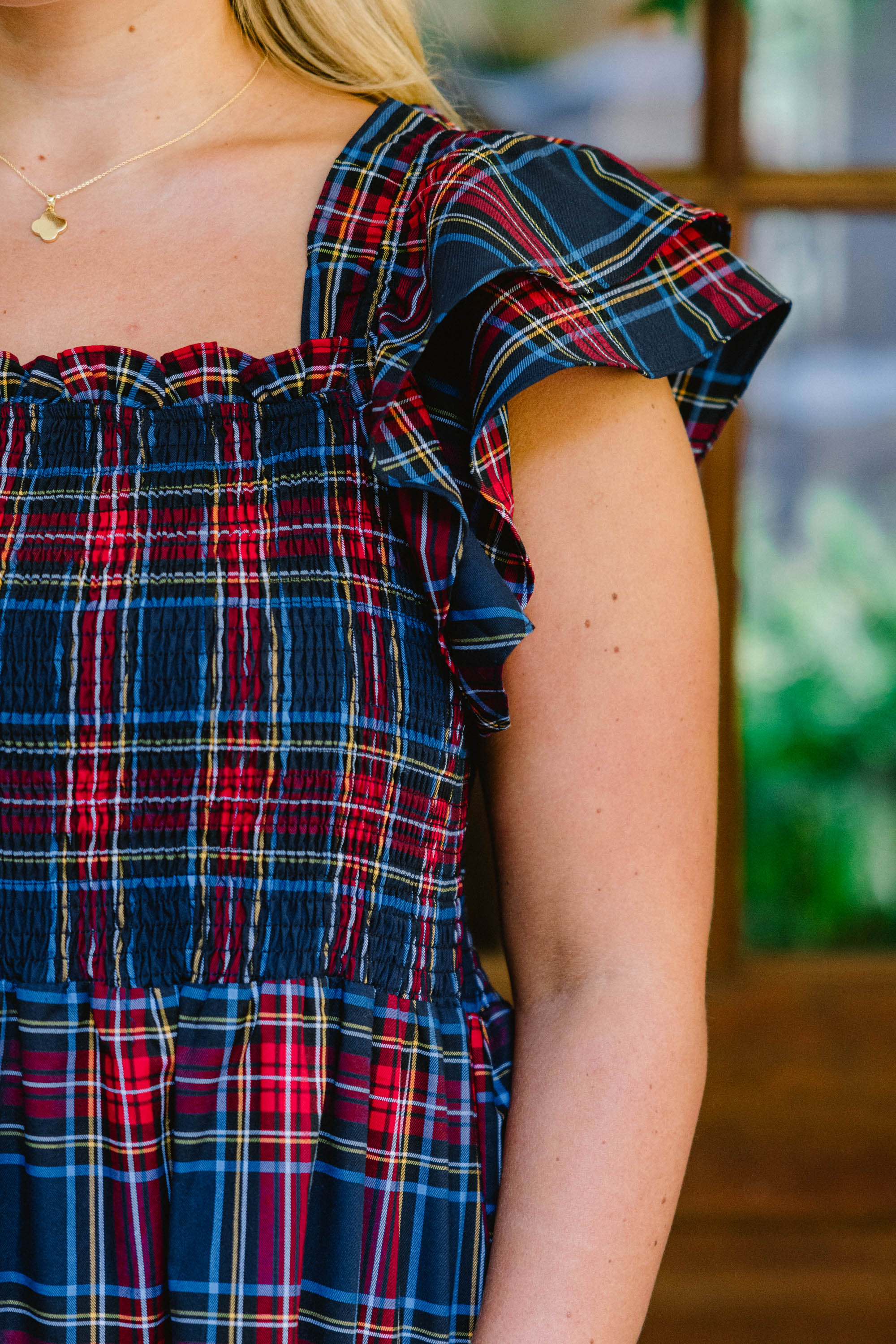 The Wildflower's Song Maxi Dress, Navy Tartan - Giverhouse