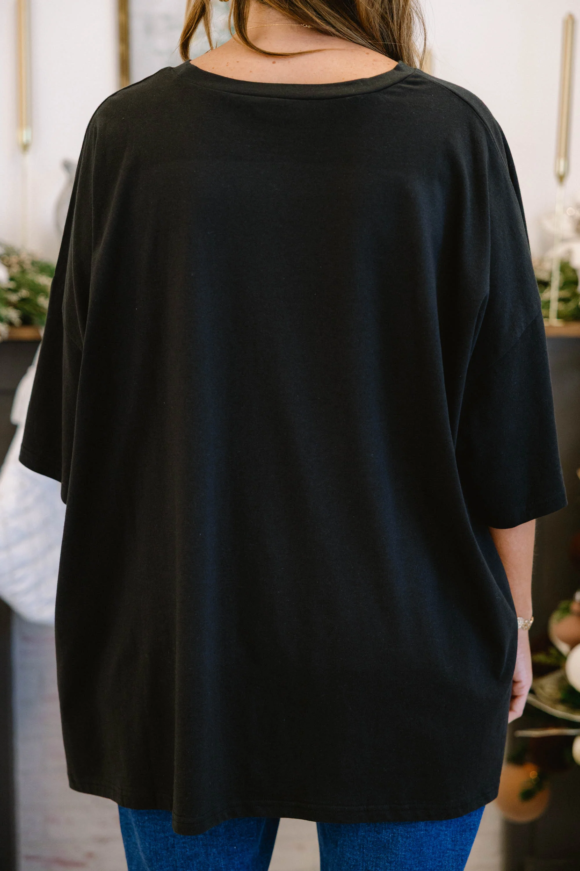 Remember To Smile Santa Boyfriend Tee, Black - Giverhouse