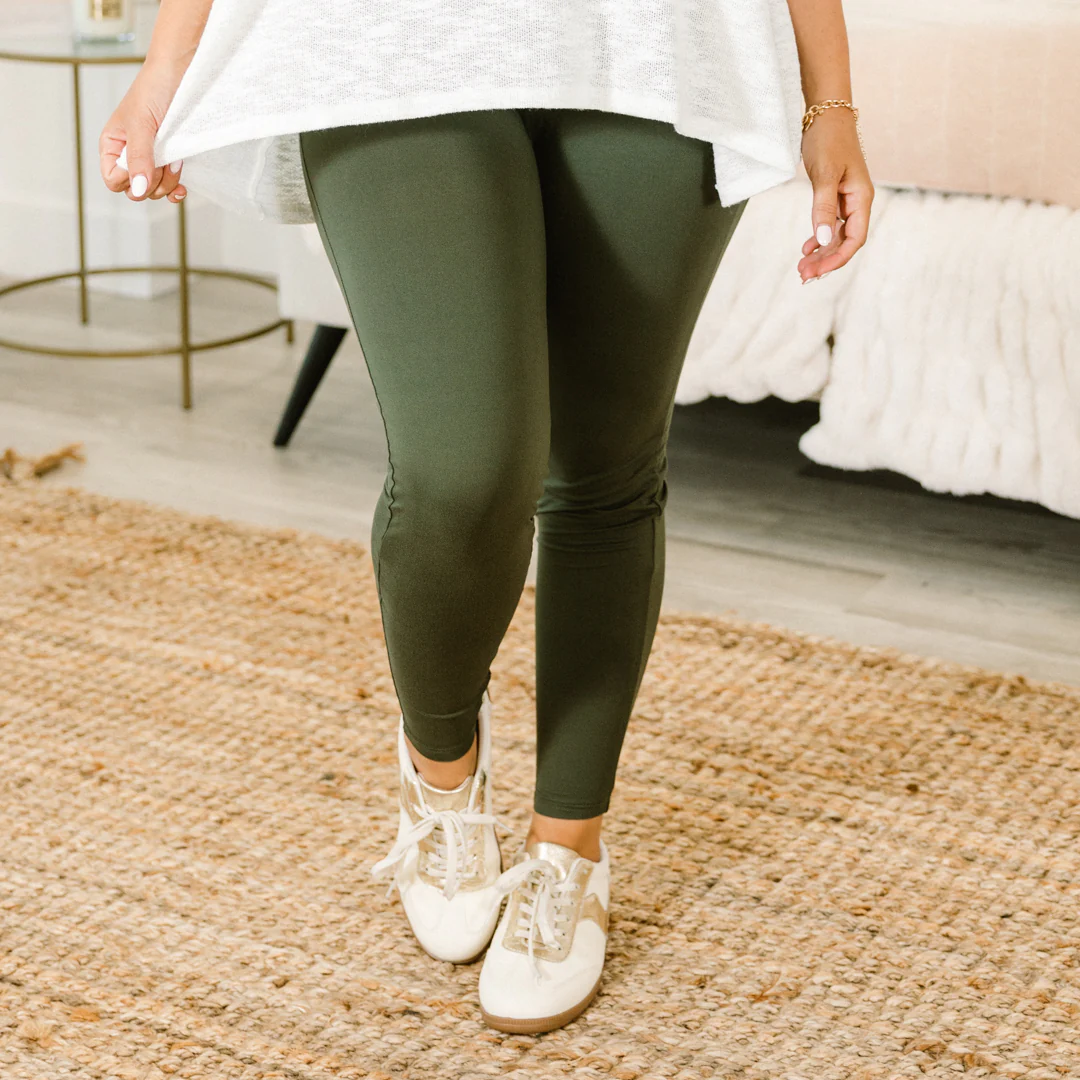 First Place Leggings, Dark Olive - Giverhouse