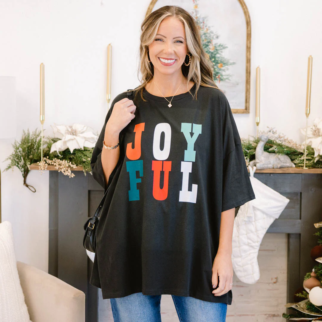 Joyful Boyfriend Tee, Black - Giverhouse