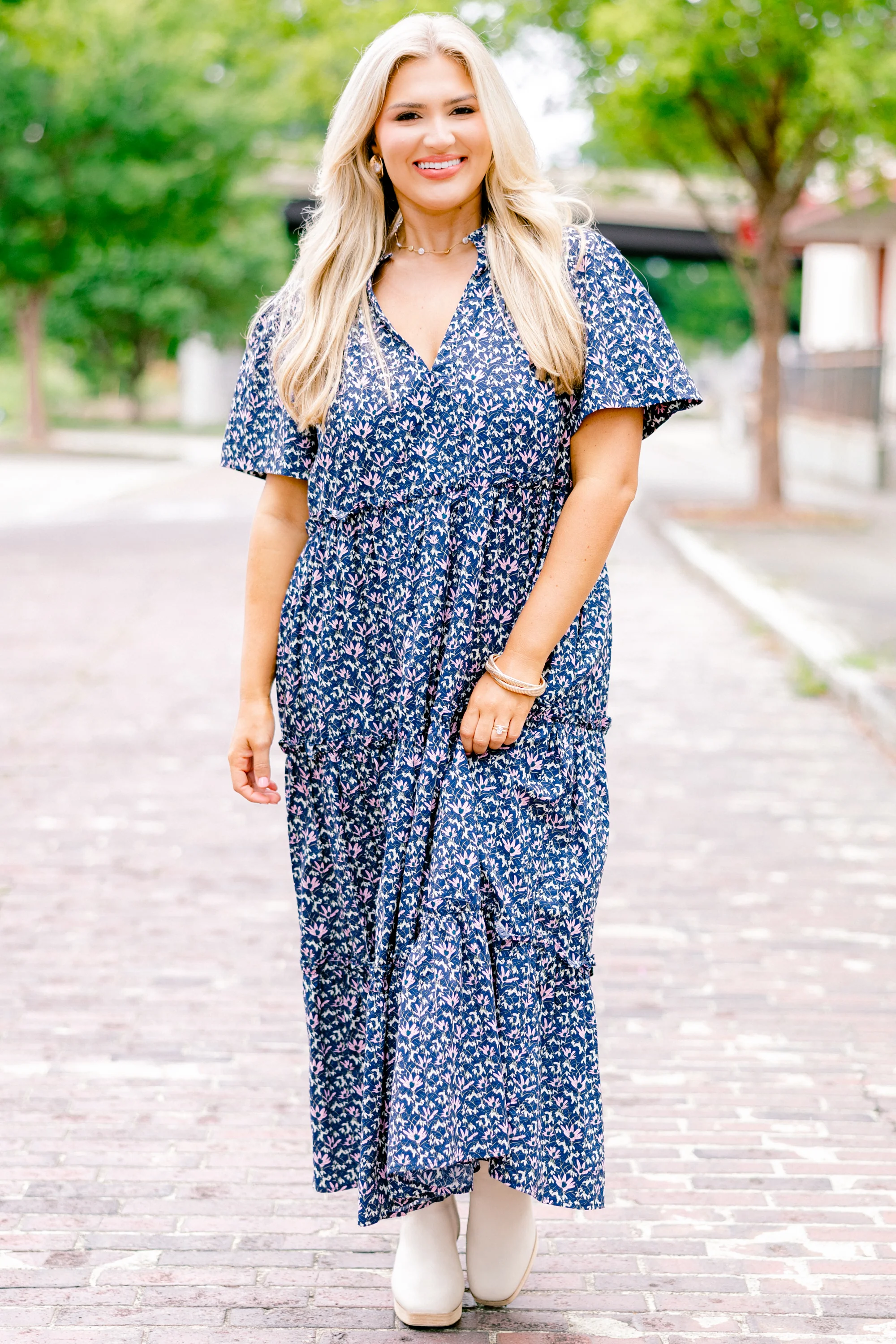 Straight Shot Dress, Navy Floral - Giverhouse