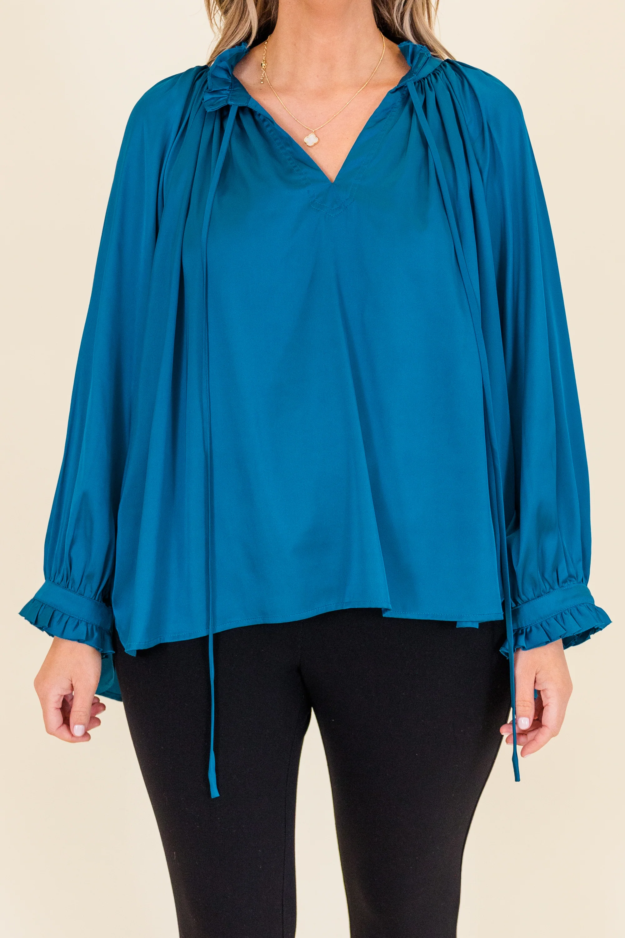 Lagoon Shimmer Blouse, Blue - Giverhouse
