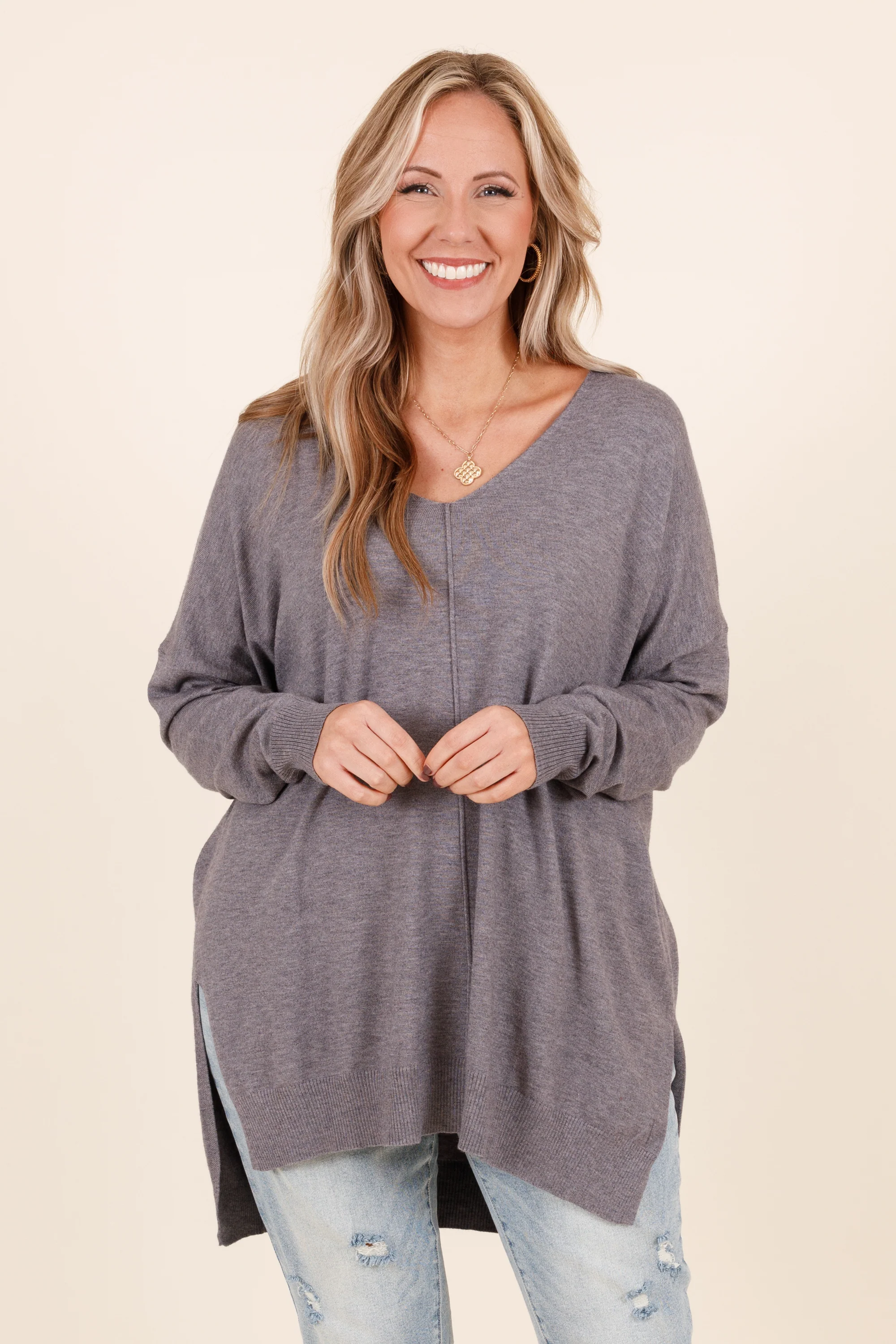 Miss Who I Was Sweater, Heather Gray - Giverhouse