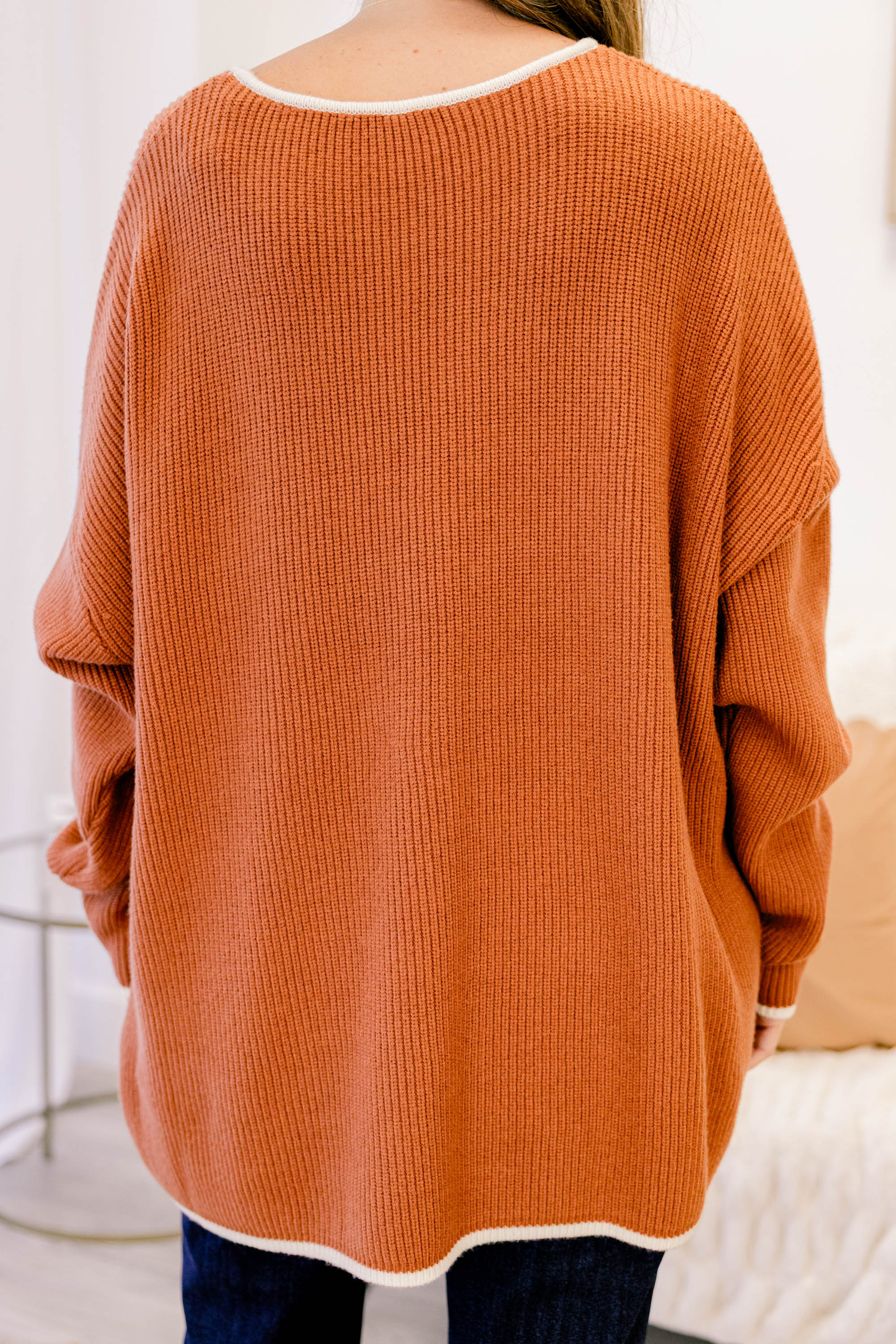 Can't Keep Going Sweater, Rust-Cream - Giverhouse